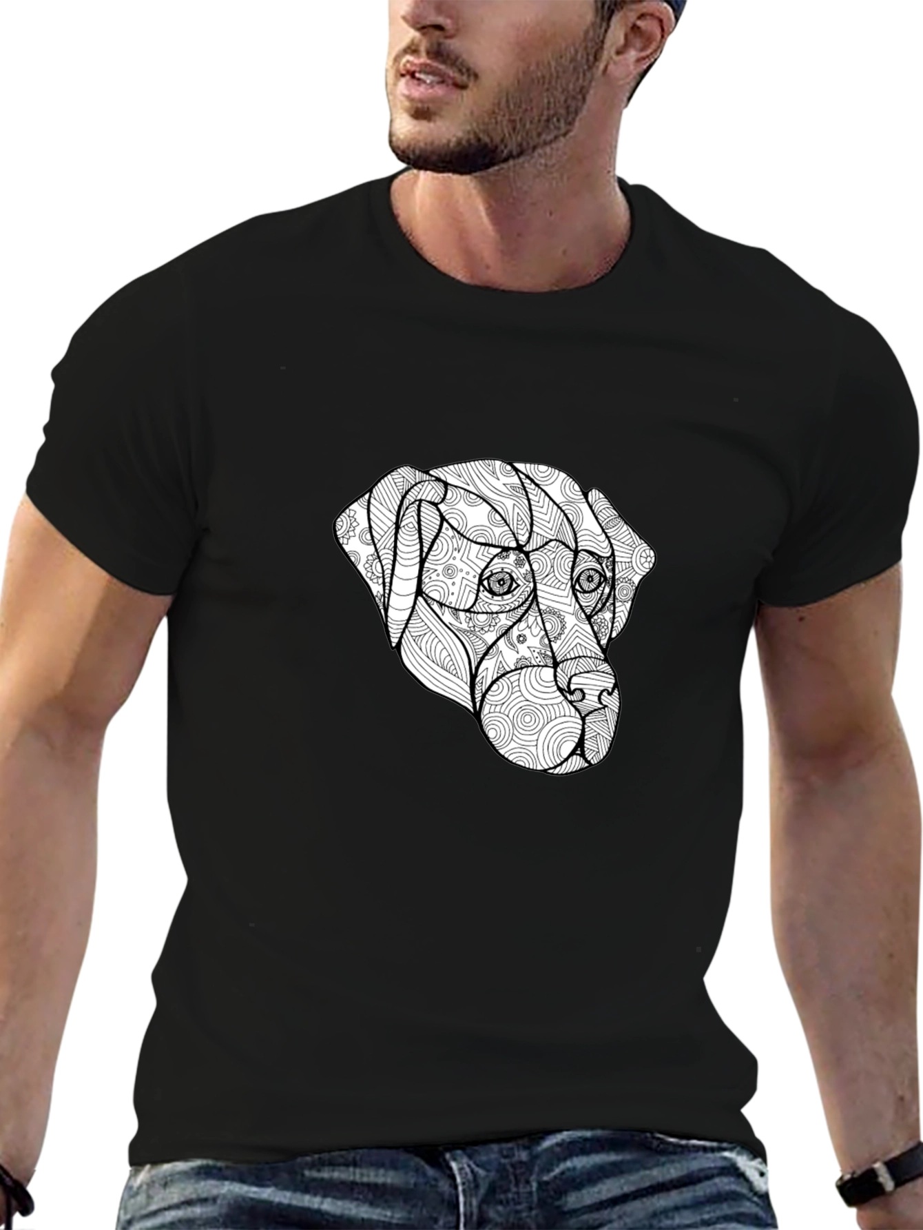 Dog Zentangle T-Shirt - Black