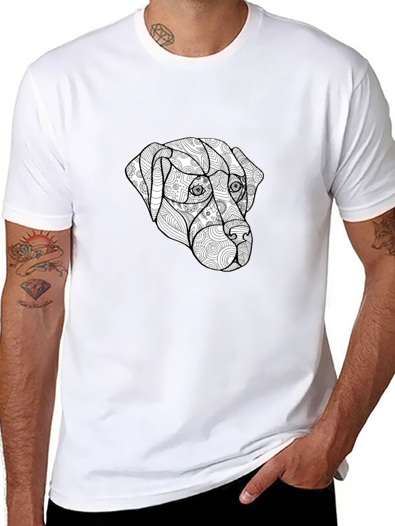 Dog Zentangle T-Shirt - Black