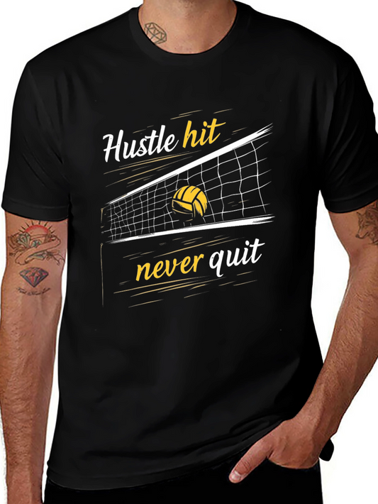 Hustle Hit Never Quit Volleyball Graphic Tee