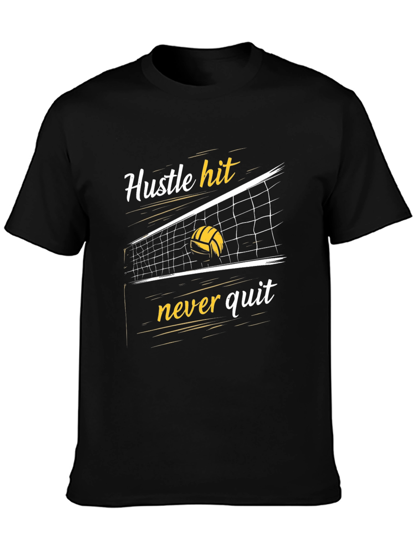 Hustle Hit Never Quit Volleyball Graphic Tee