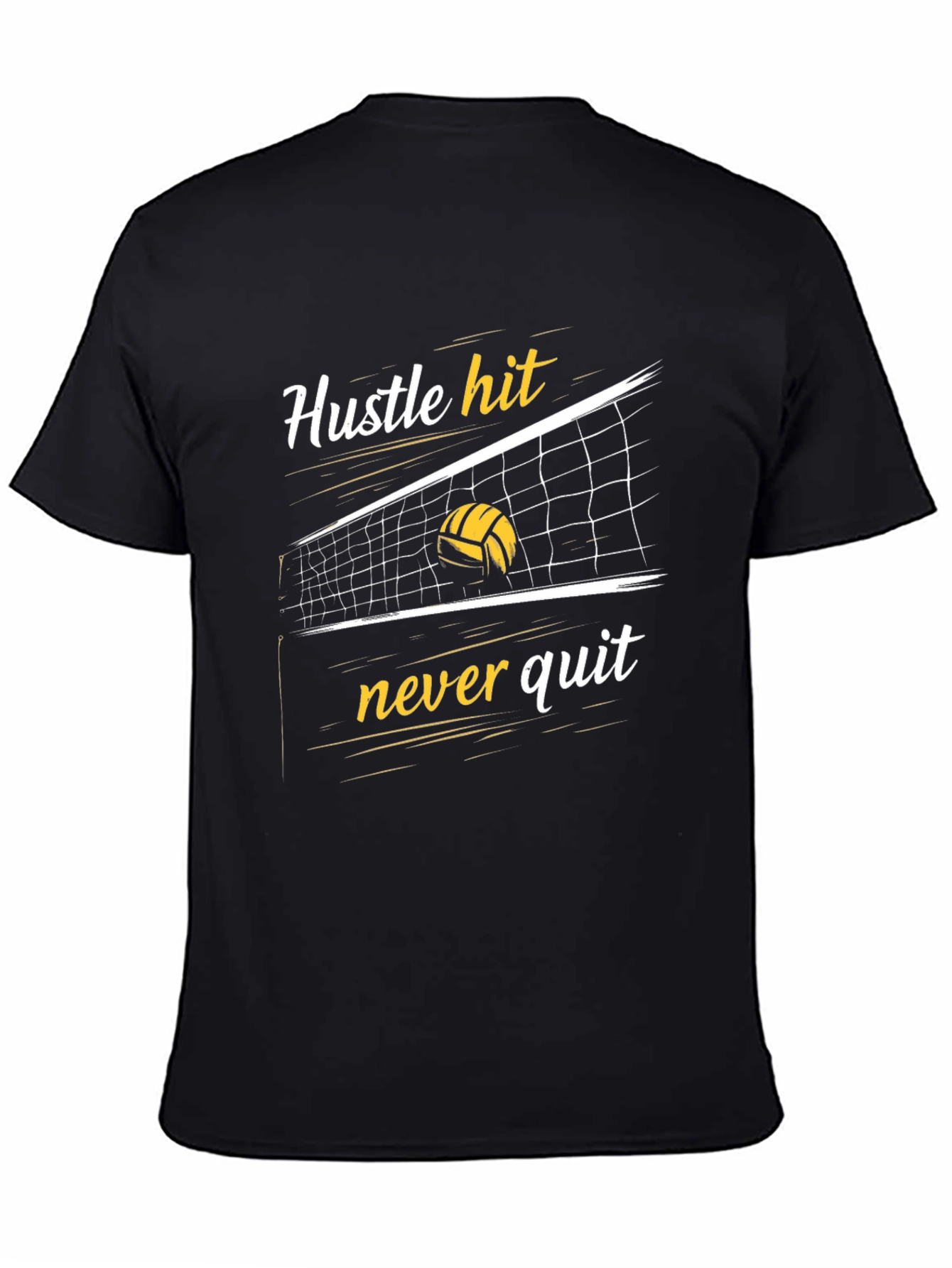 Hustle Hit Never Quit Volleyball Graphic Tee