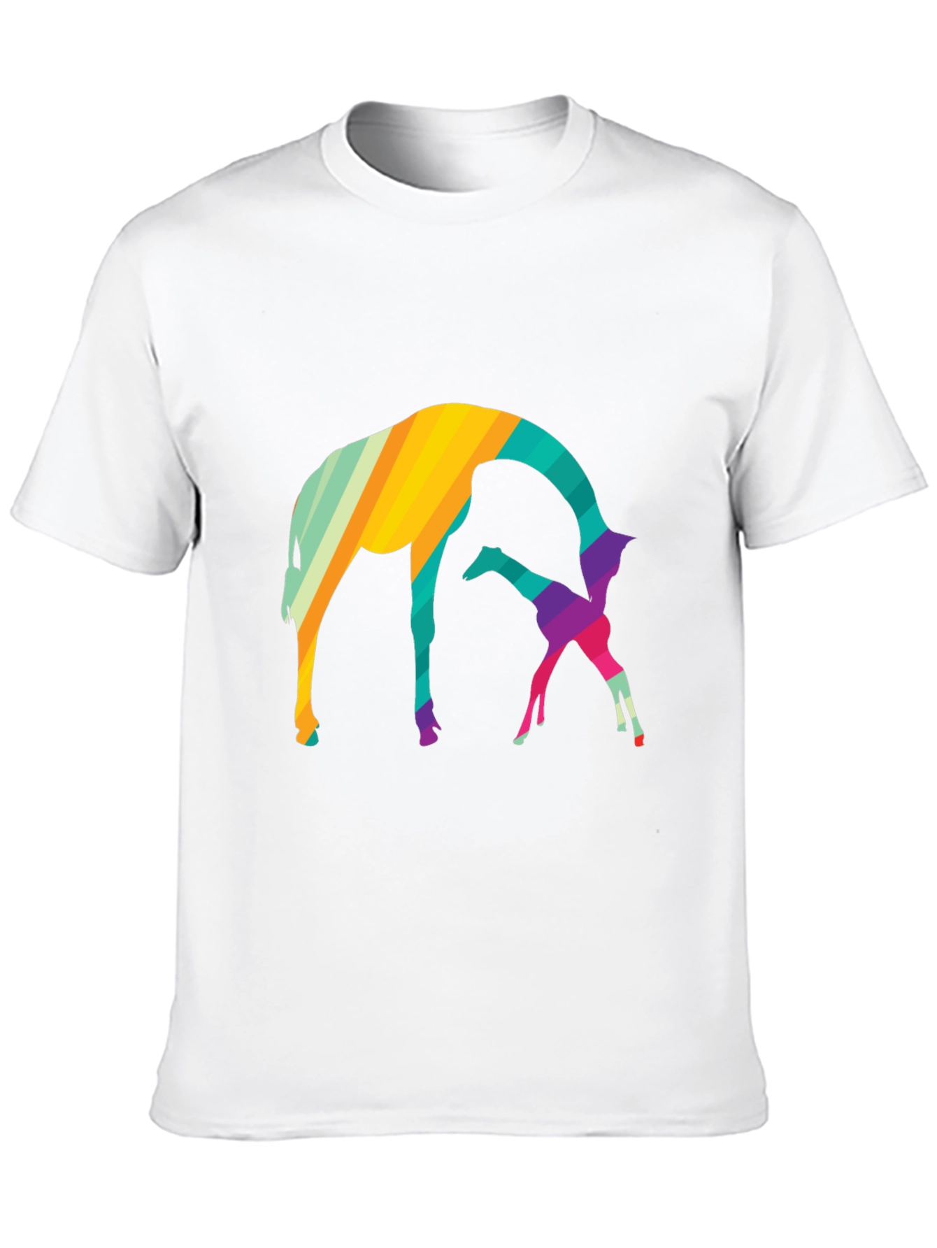 Abstract Giraffe Graphic Tee - Black Cotton Blend Shirt