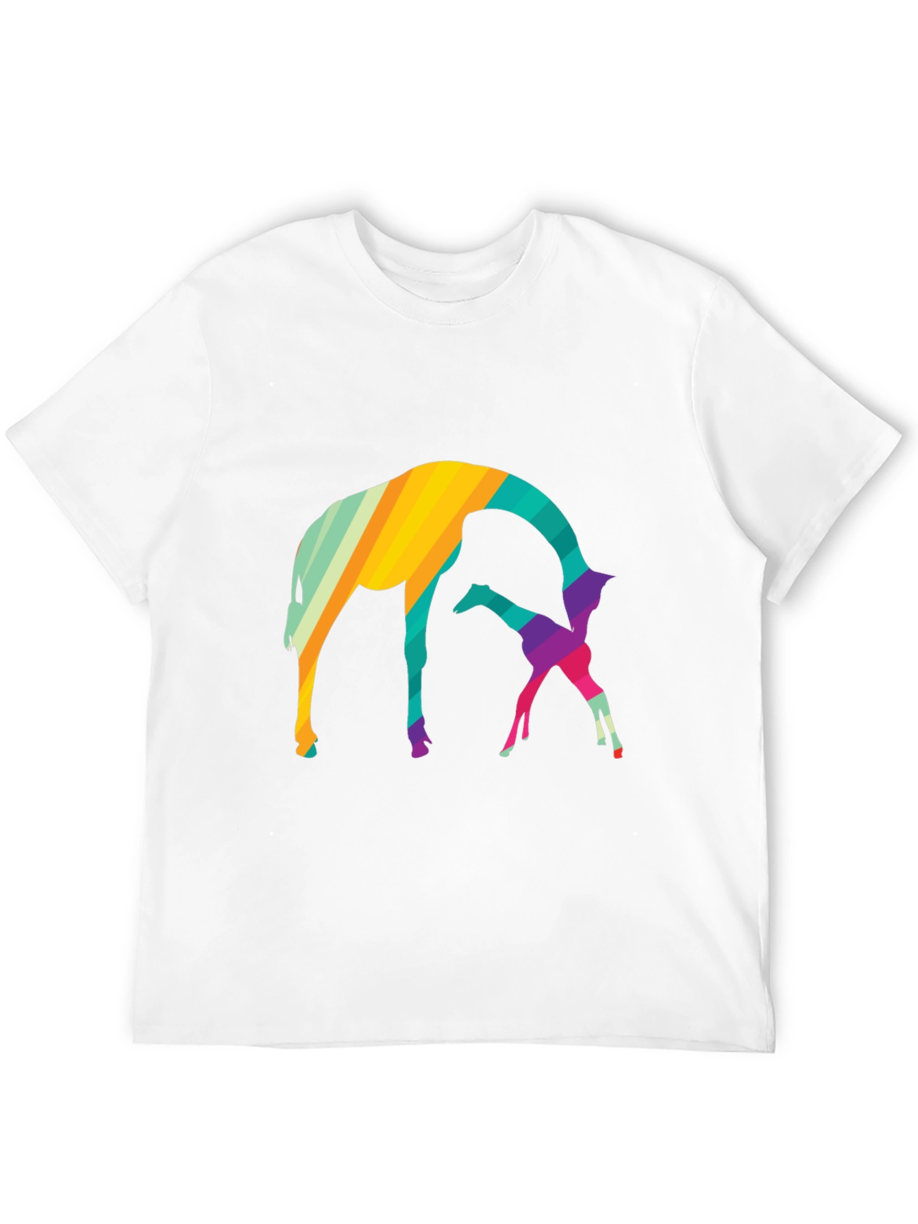 Abstract Giraffe Graphic Tee - Black Cotton Blend Shirt