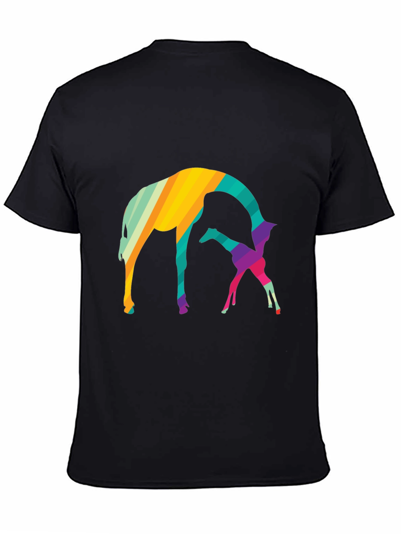 Abstract Giraffe Graphic Tee - Black Cotton Blend Shirt