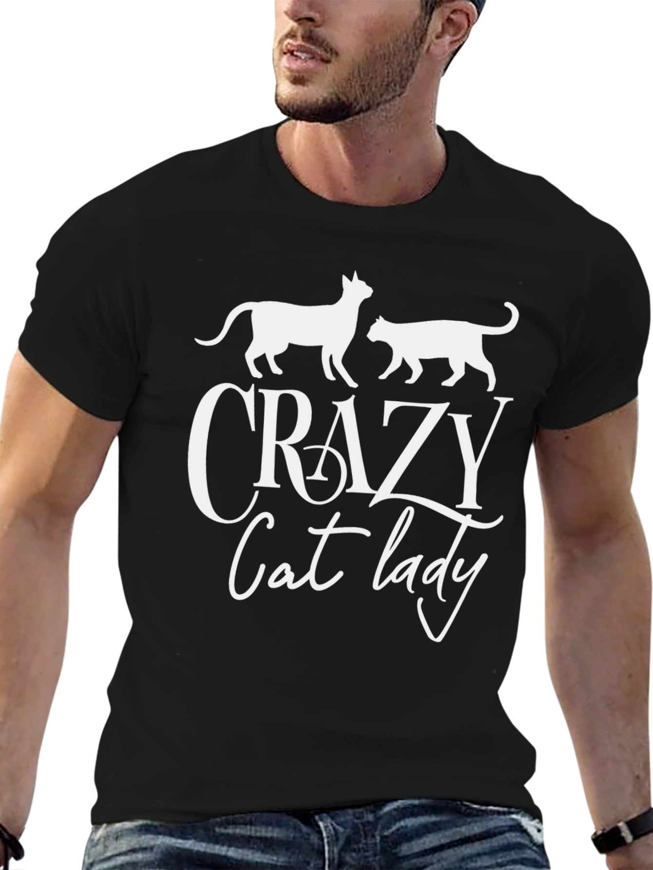 Crazy Cat Lady Graphic T-Shirt - Black