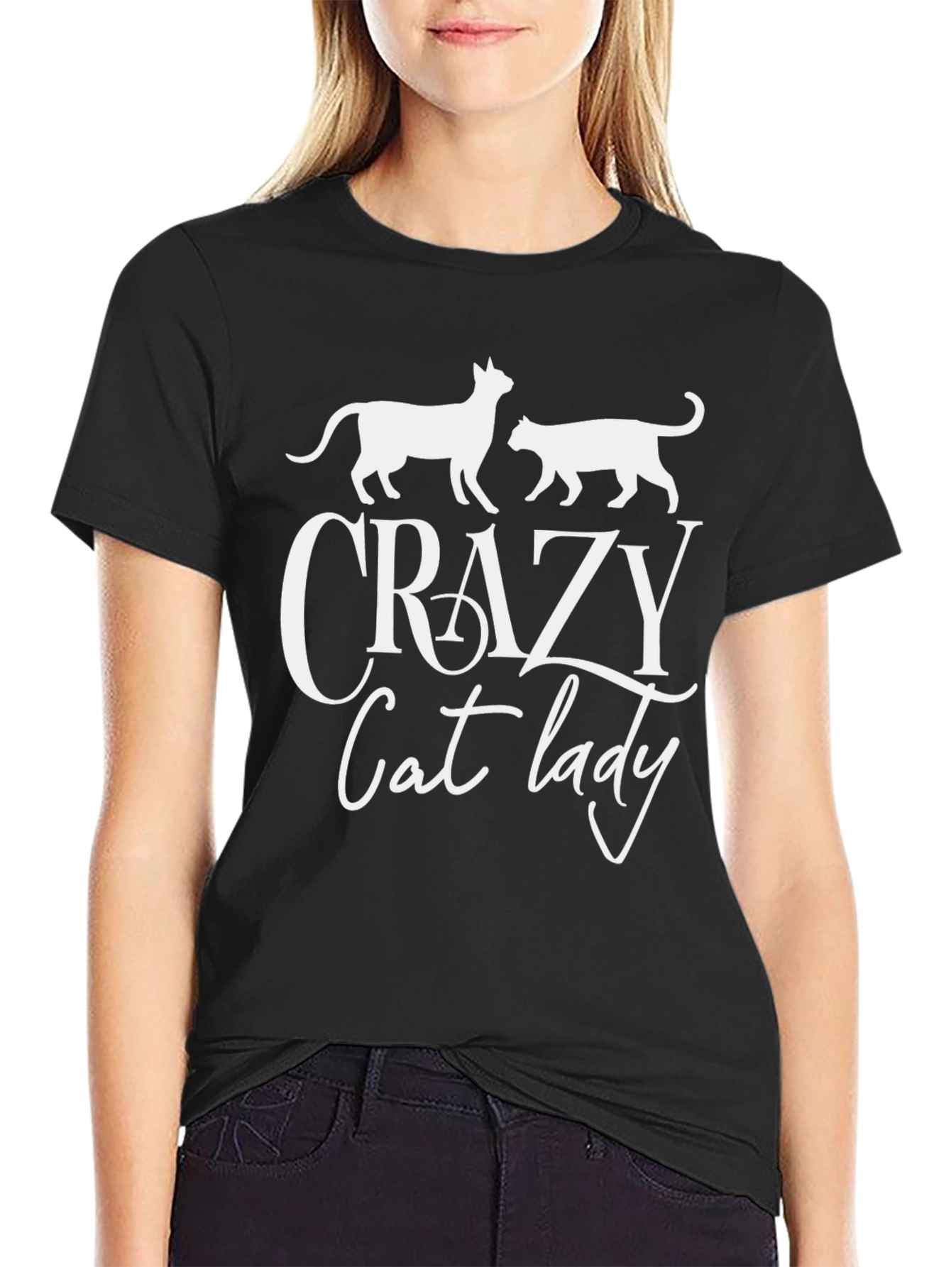 Crazy Cat Lady Graphic T-Shirt - Black