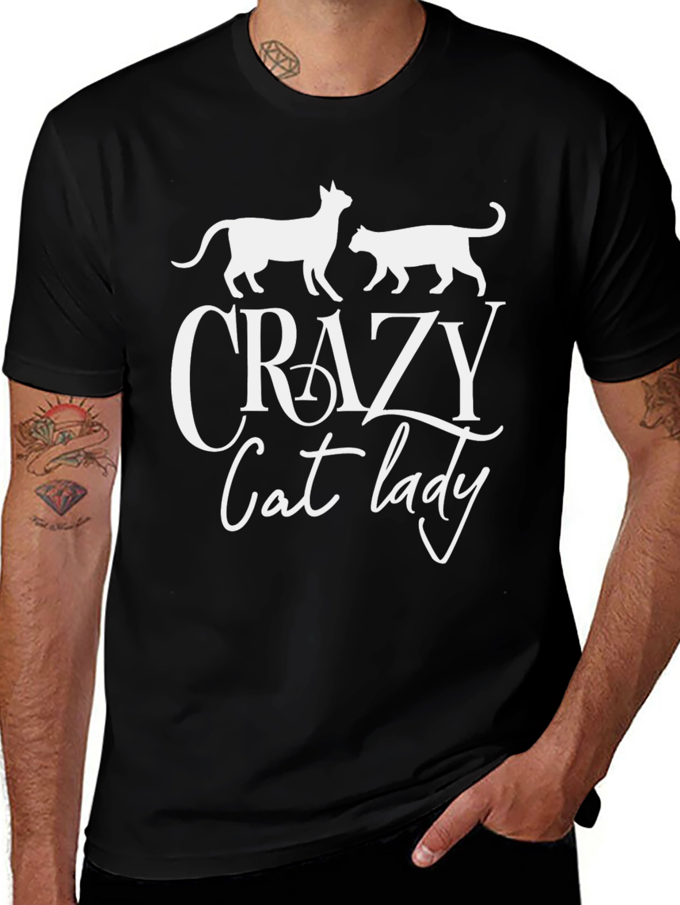 Crazy Cat Lady Graphic T-Shirt - Black