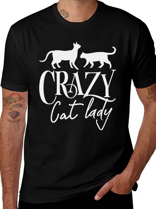 Crazy Cat Lady Graphic T-Shirt - Black