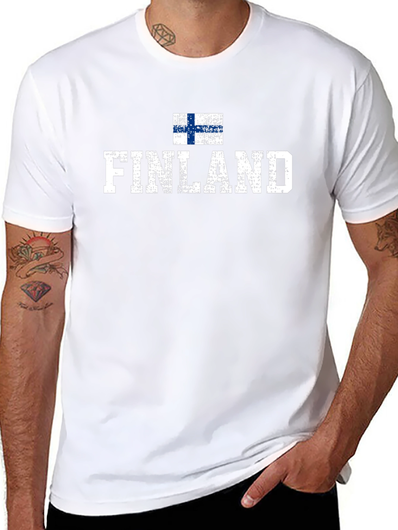 Finland Flag Graphic T-Shirt - Black