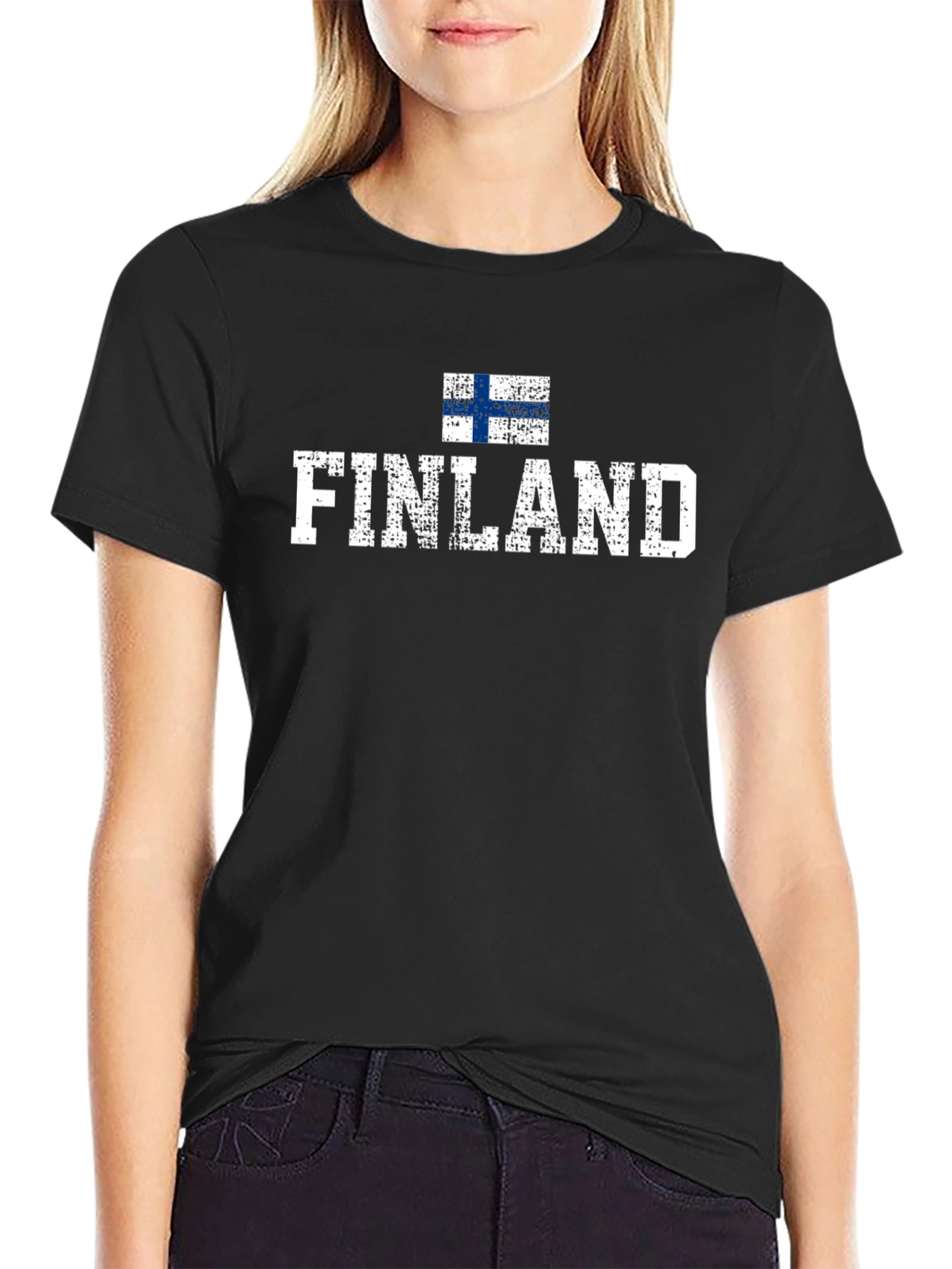 Finland Flag Graphic T-Shirt - Black