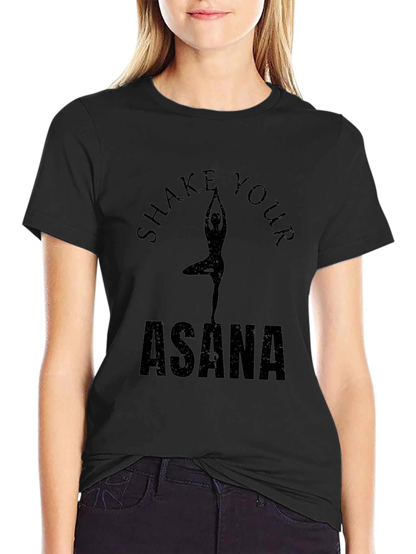 Shake Your Asana Black Yoga Graphic Tee