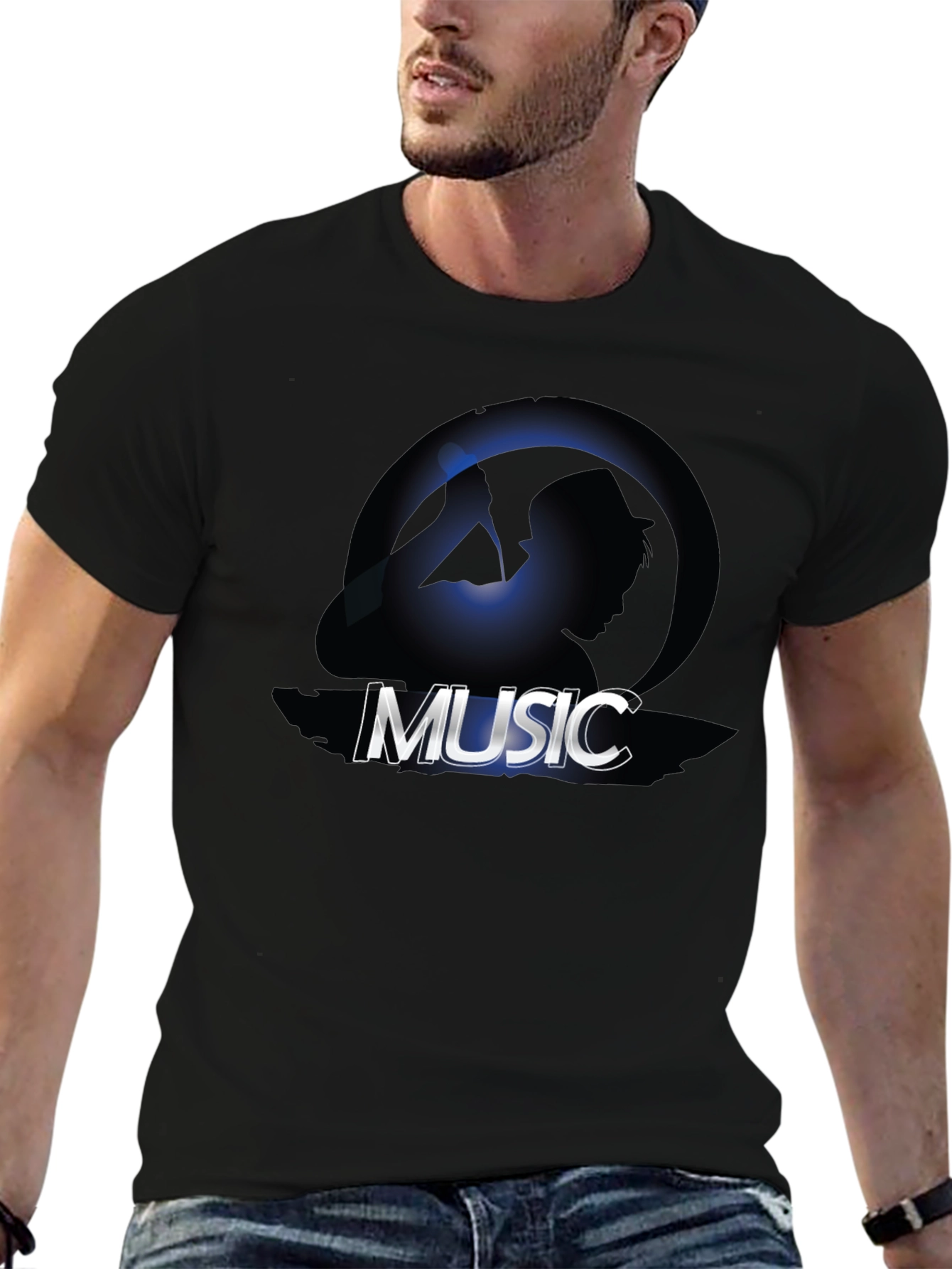 Music Silhouette Graphic Tee - Cool Design