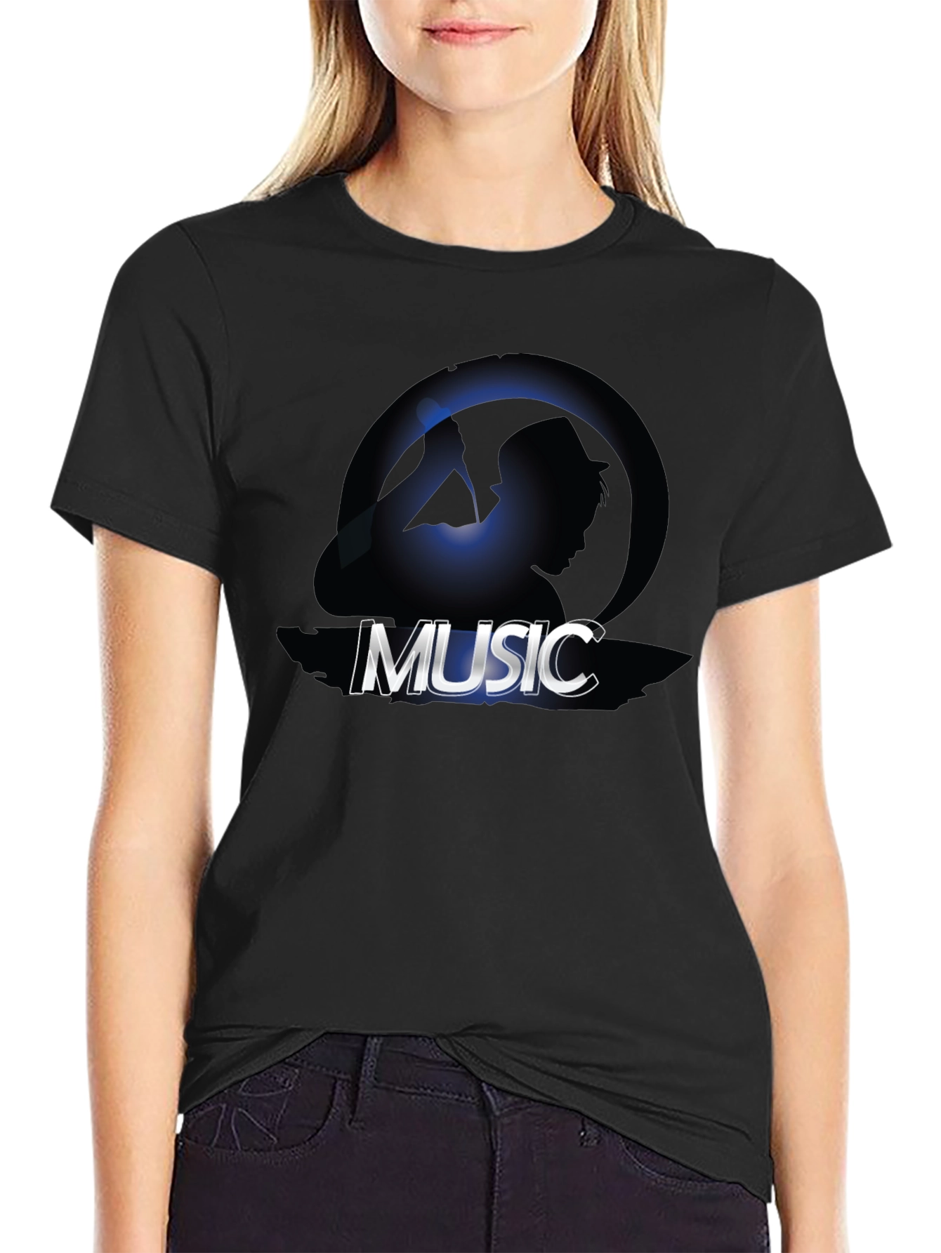 Music Silhouette Graphic Tee - Cool Design