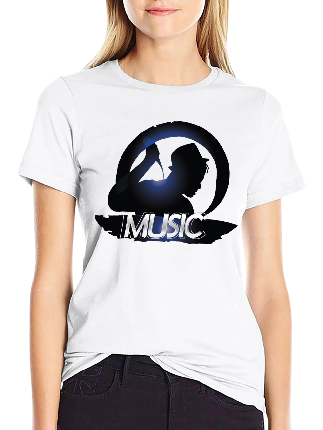 Music Silhouette Graphic Tee - Cool Design