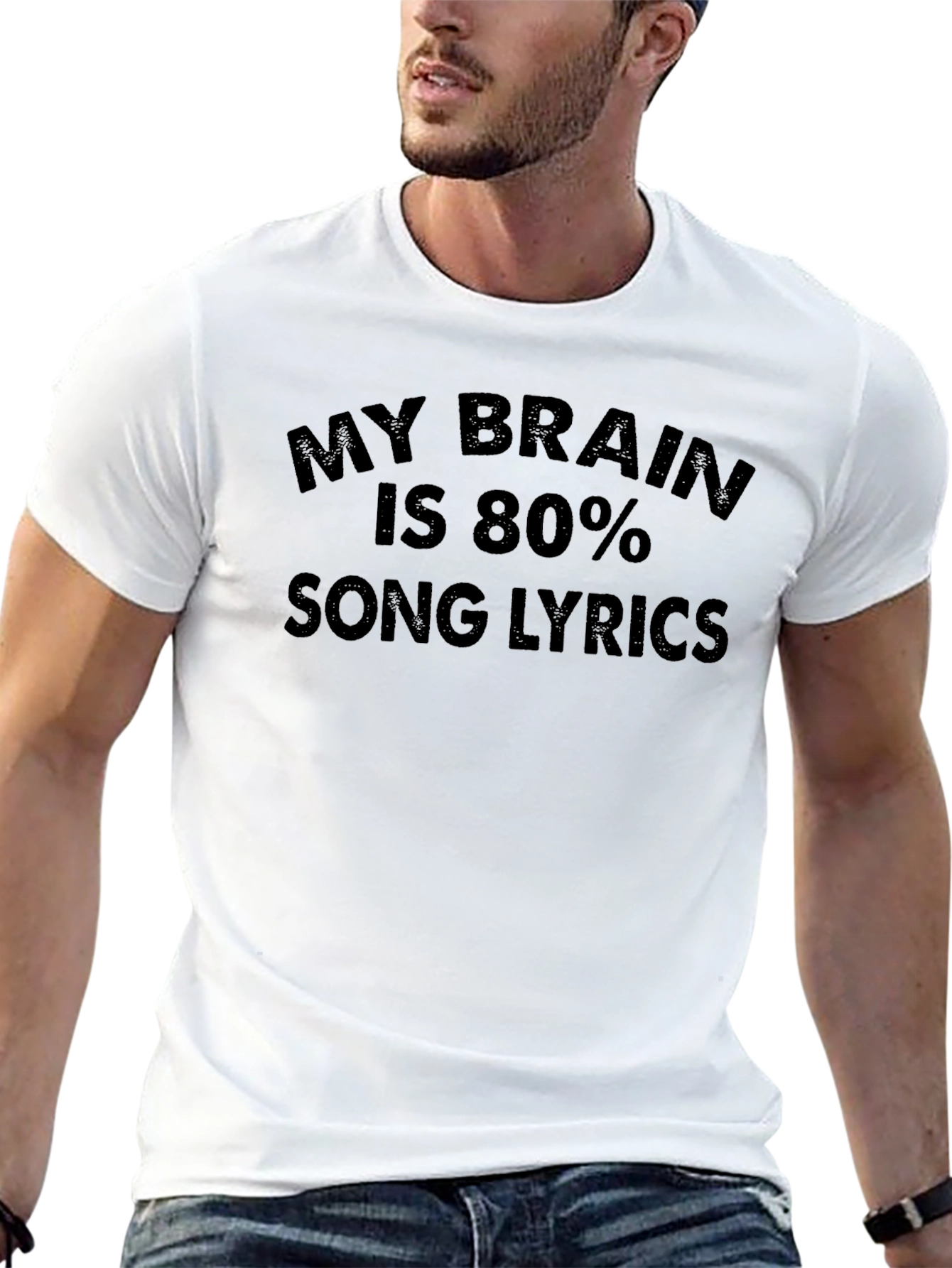 Funny Song Lyrics T-Shirt - Brain 80% Music Tee