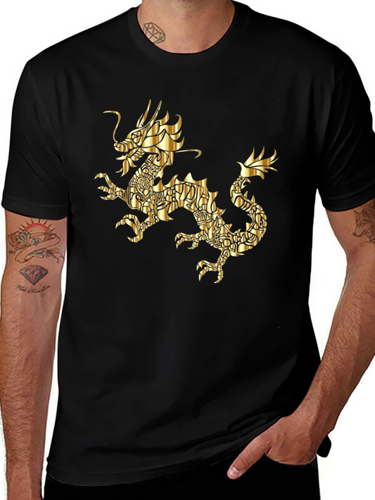 Golden Dragon Graphic Black T-Shirt
