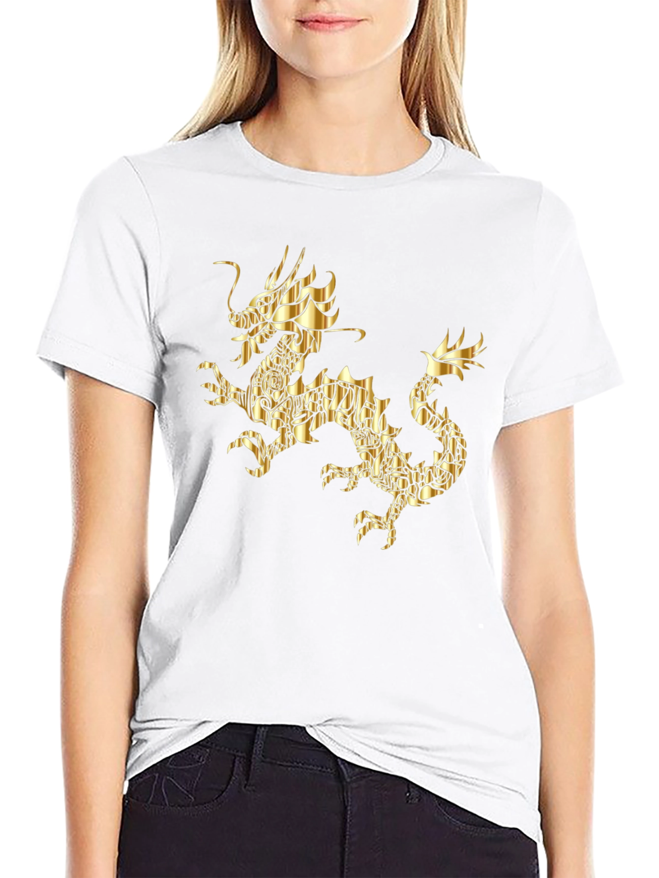 Golden Dragon Graphic Black T-Shirt