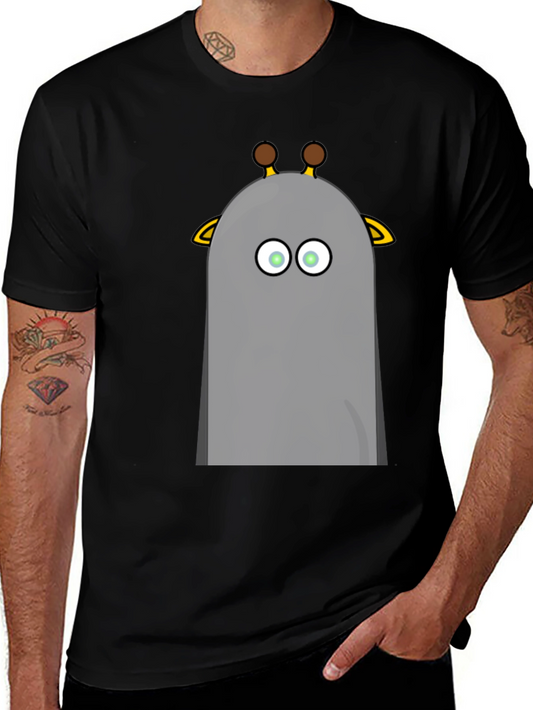Funny Giraffe Cartoon Graphic Black T-Shirt
