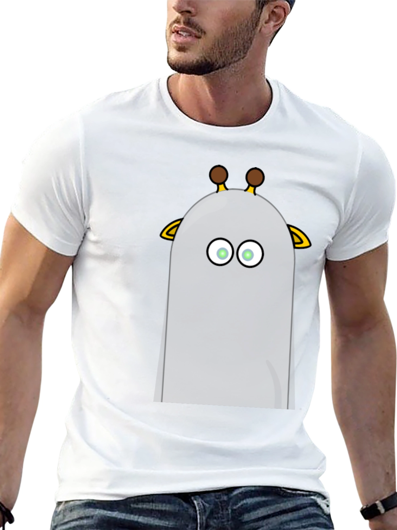 Funny Giraffe Cartoon Graphic Black T-Shirt