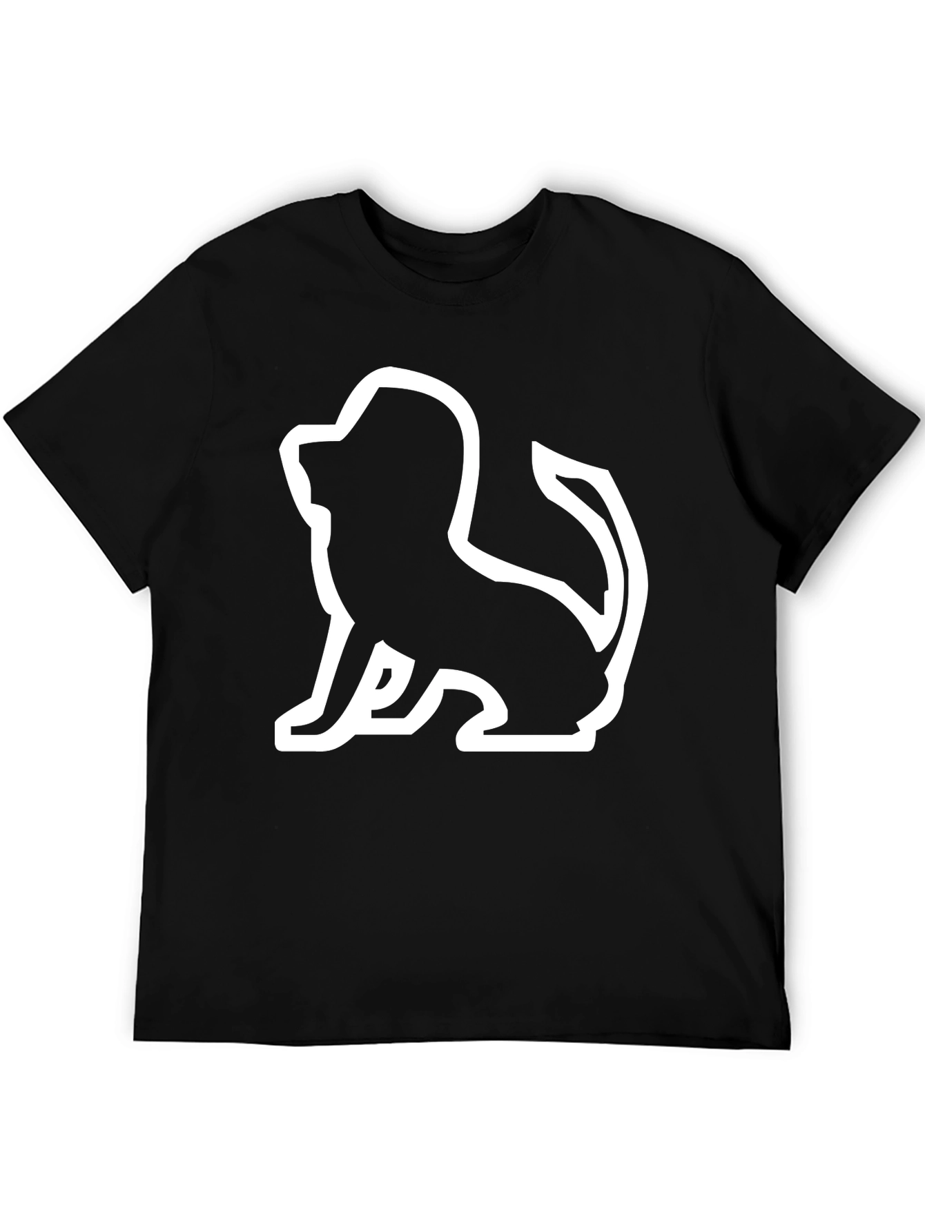 Lion Silhouette Graphic Tee - Black Cotton Blend