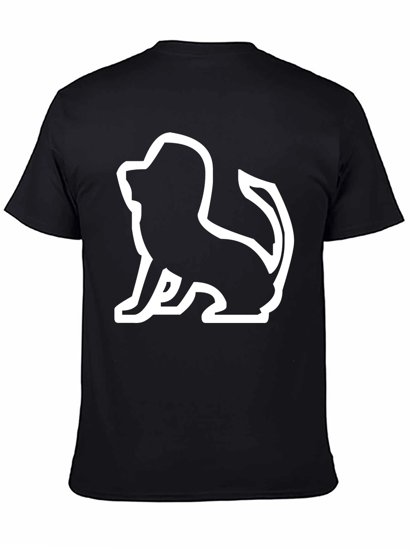 Lion Silhouette Graphic Tee - Black Cotton Blend