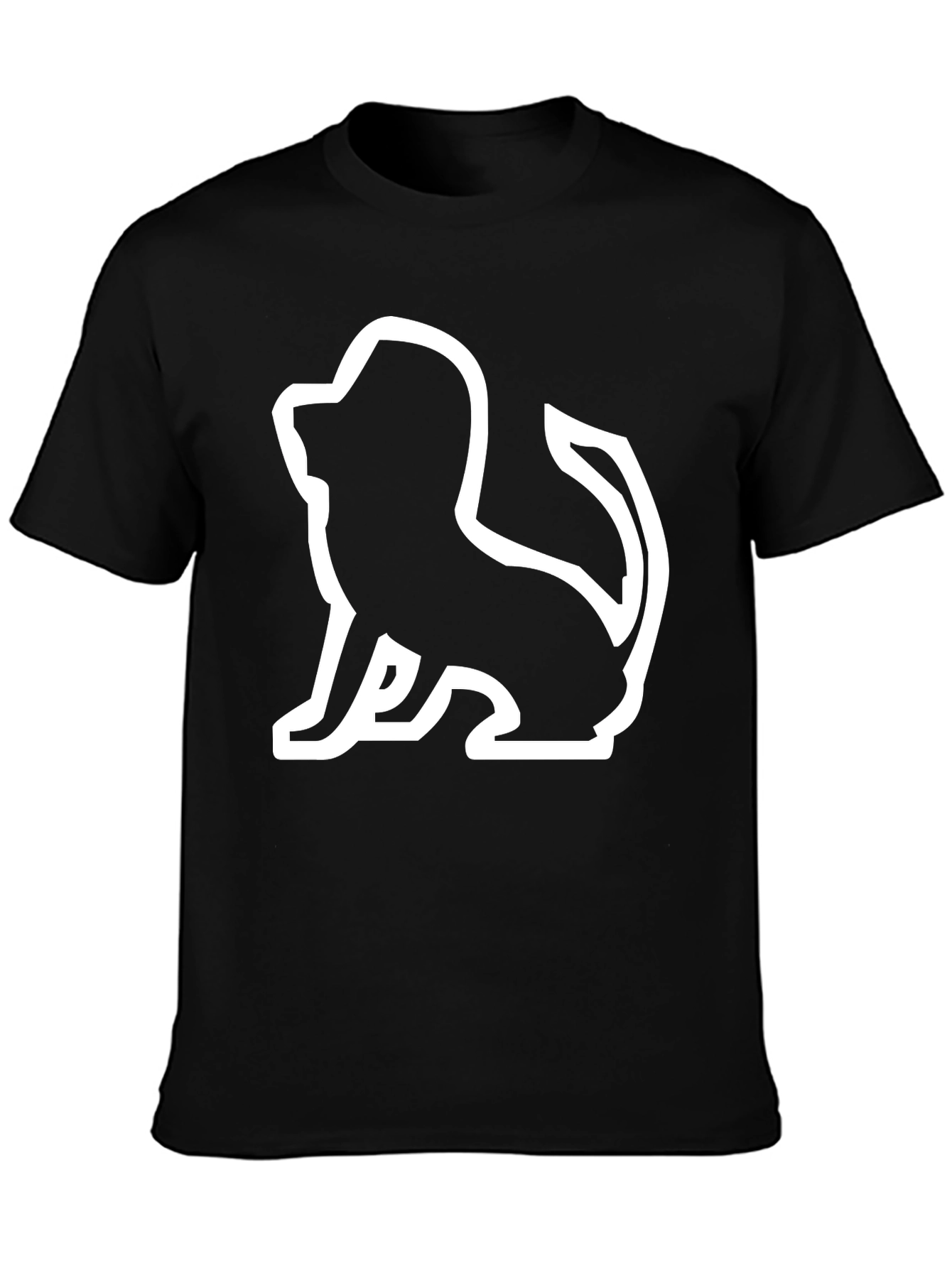 Lion Silhouette Graphic Tee - Black Cotton Blend