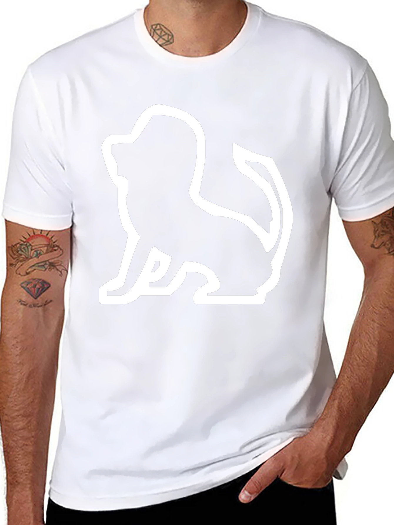 Lion Silhouette Graphic Tee - Black Cotton Blend