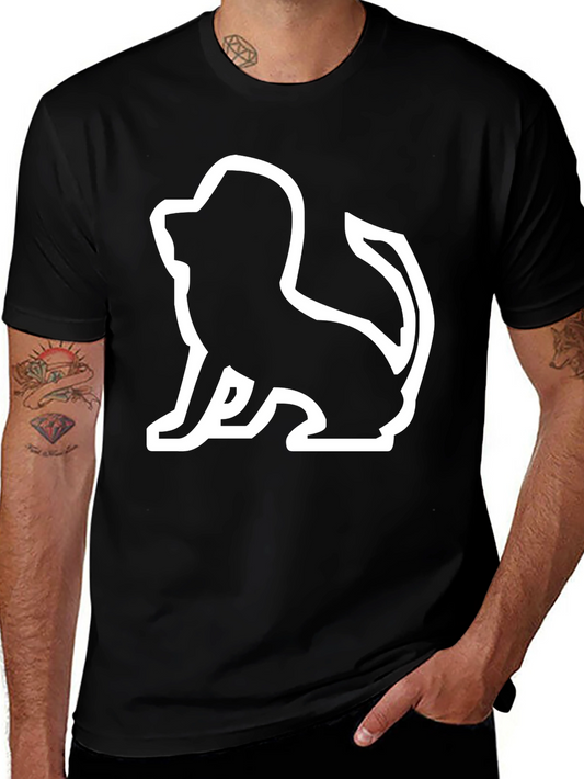 Lion Silhouette Graphic Tee - Black Cotton Blend