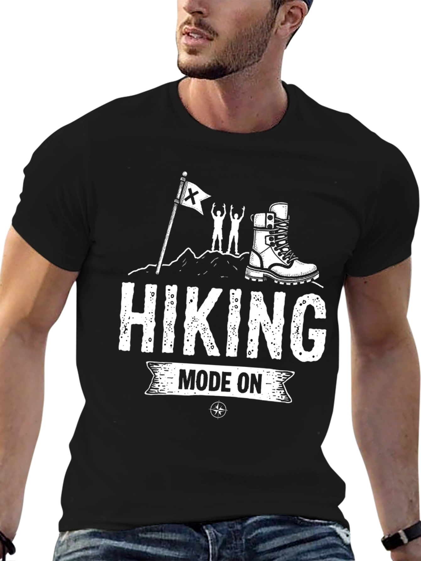 Hiking Mode On Black Graphic T-Shirt