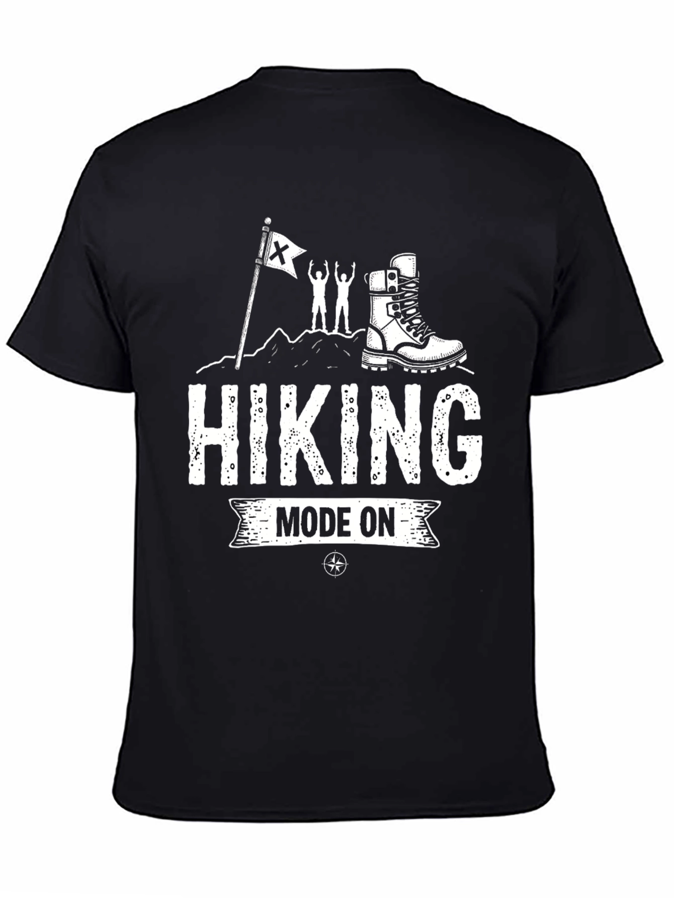 Hiking Mode On Black Graphic T-Shirt
