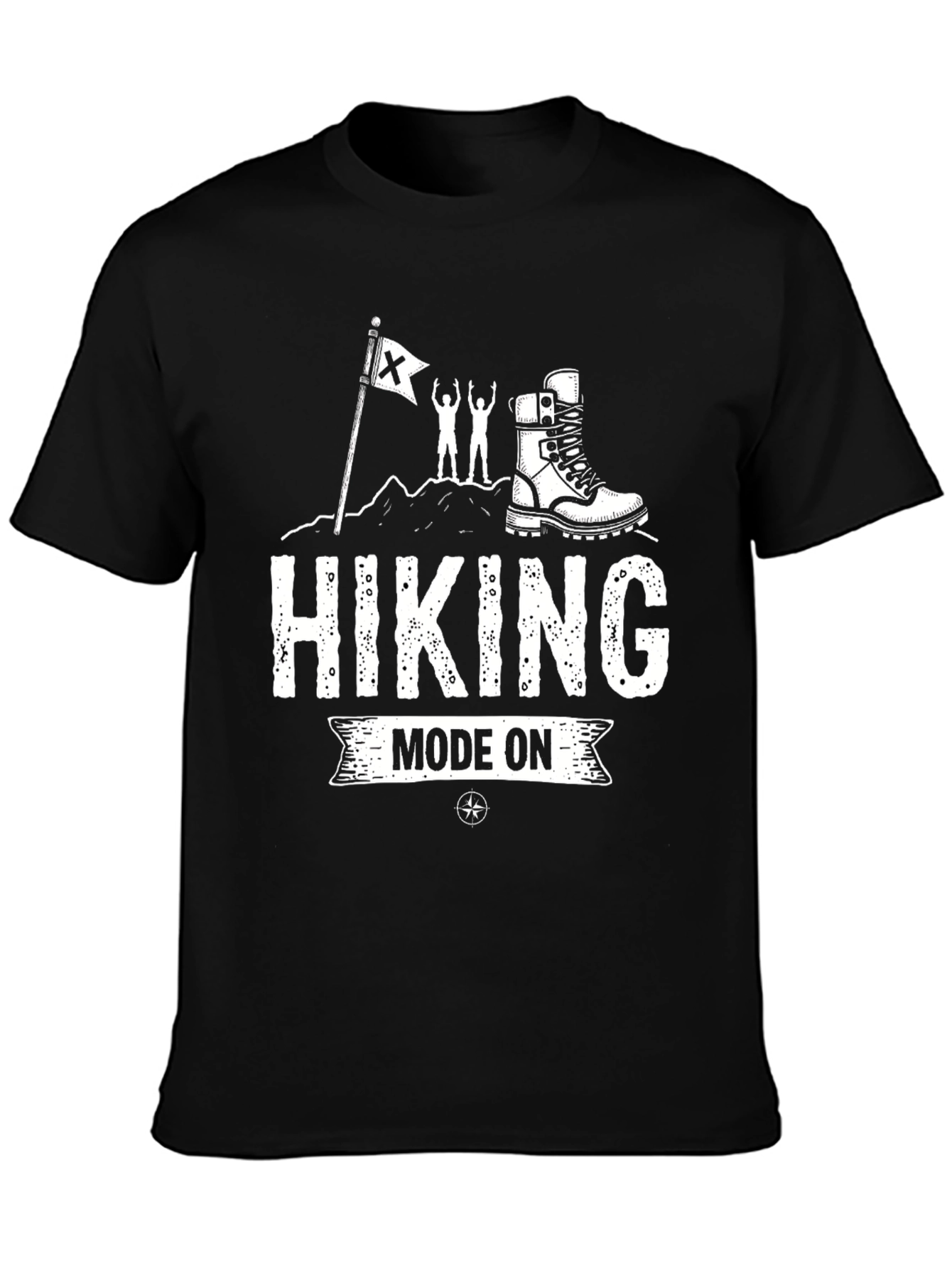 Hiking Mode On Black Graphic T-Shirt