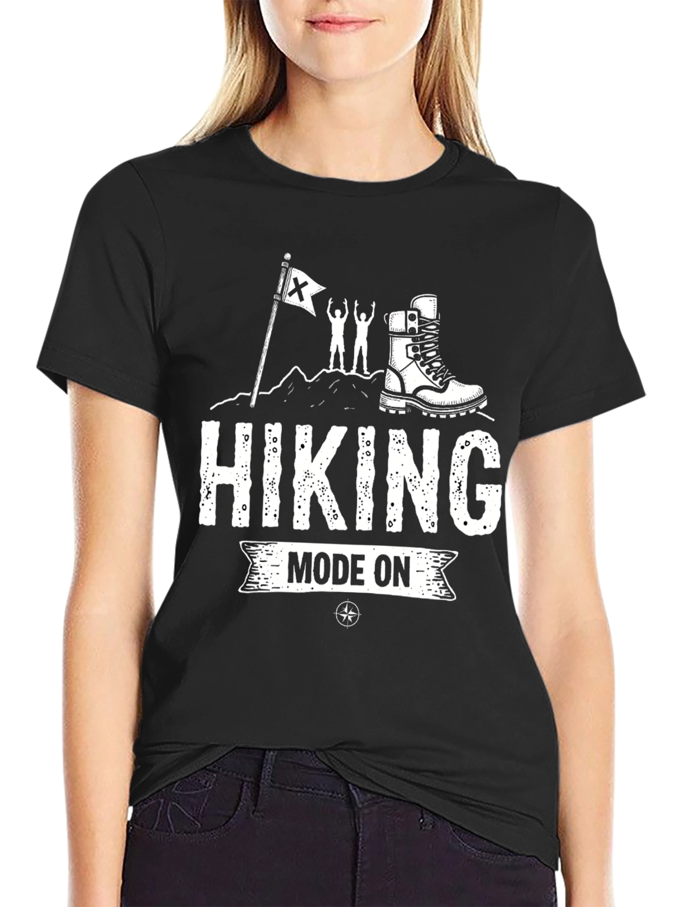 Hiking Mode On Black Graphic T-Shirt