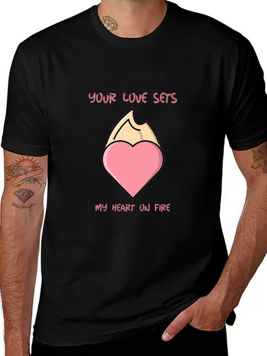 Heart On Fire Graphic Tee - Unique Valentines Day Gift!