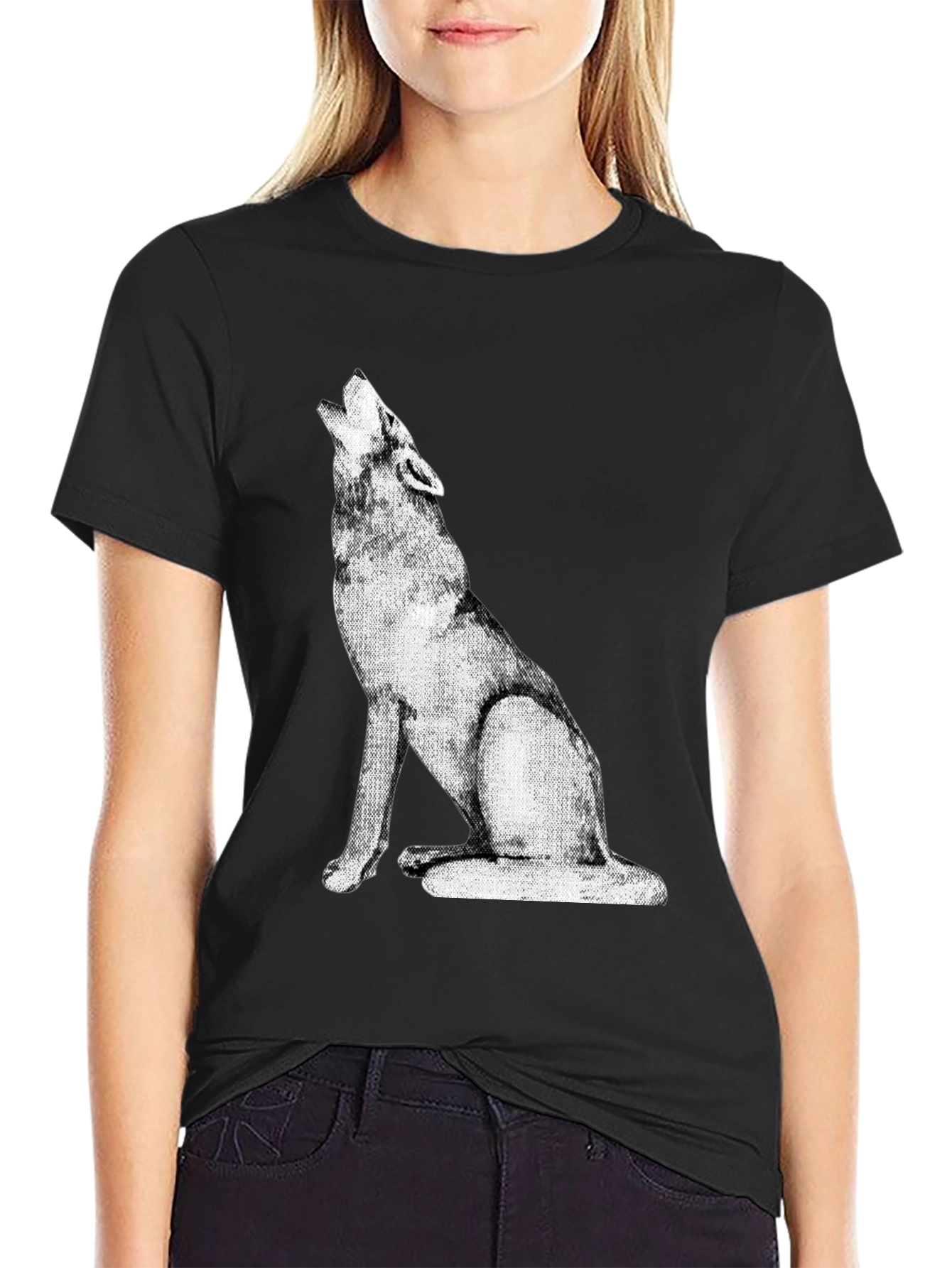 Wolf Howling Graphic Tee - Black