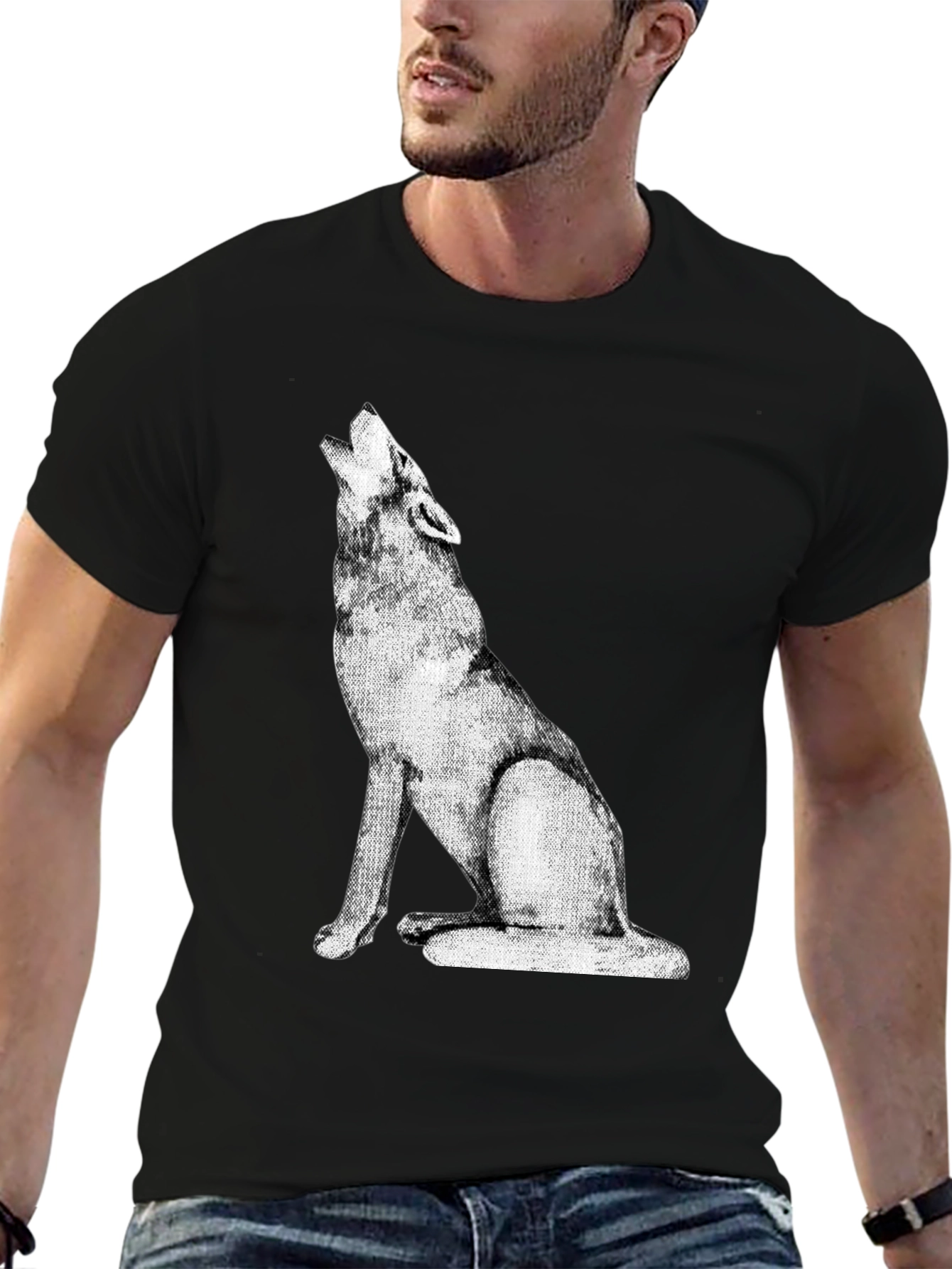 Wolf Howling Graphic Tee - Black