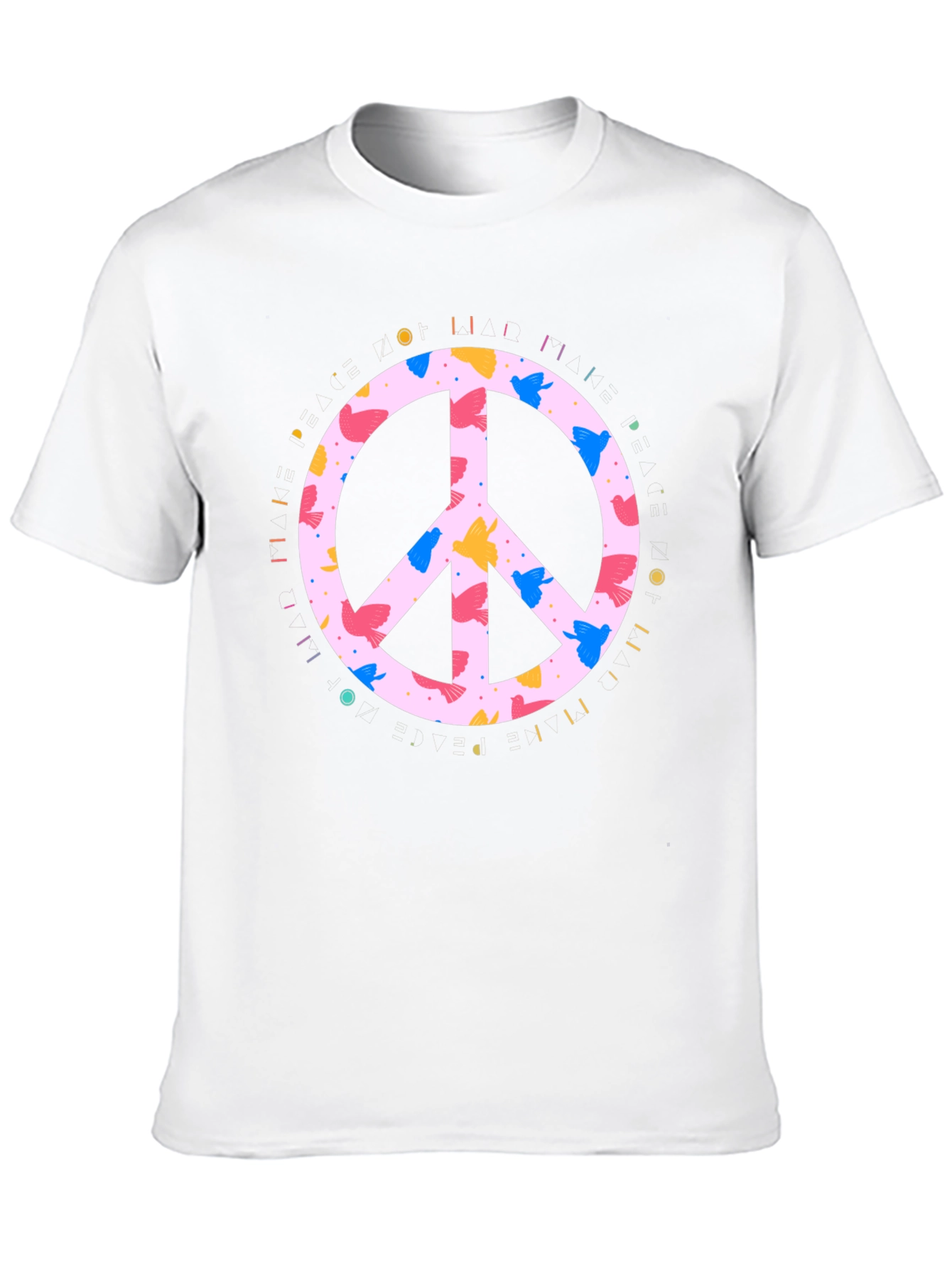Peace Sign Bird Print Black T-Shirt