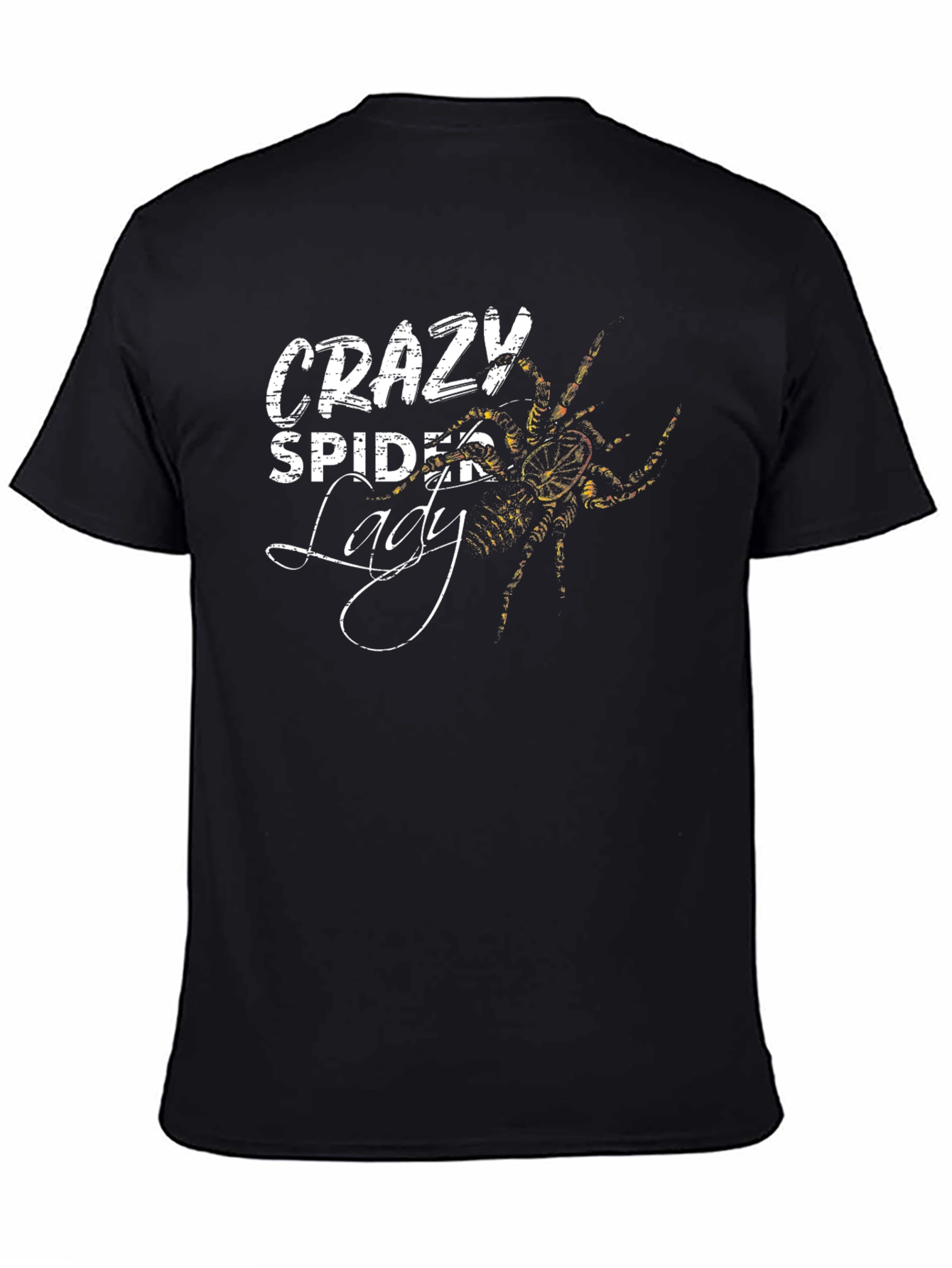 Crazy Spider Lady Graphic T-Shirt - Black Cotton Tee