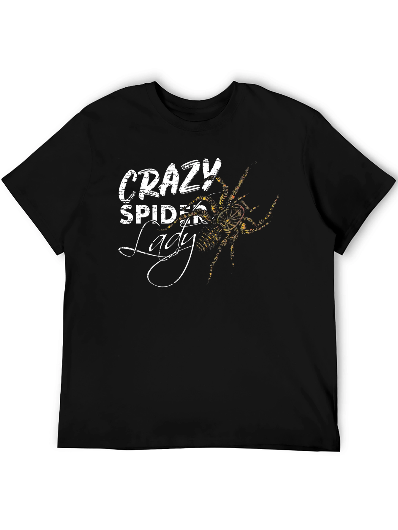 Crazy Spider Lady Graphic T-Shirt - Black Cotton Tee