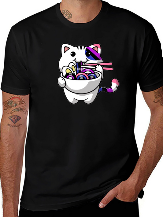 Ramen Cat Graphic Tee - Stylish Unisex T-Shirt