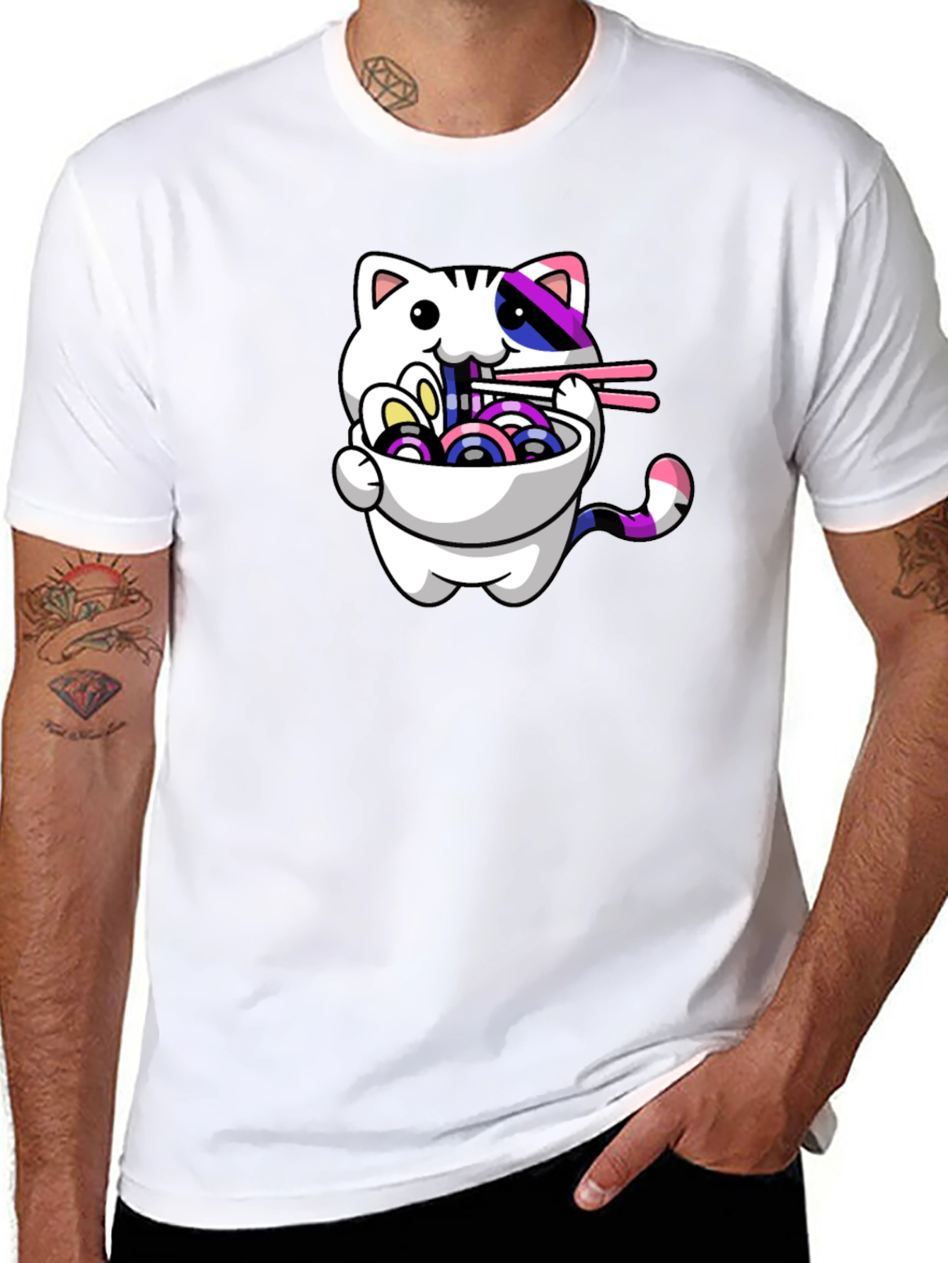 Ramen Cat Graphic Tee - Stylish Unisex T-Shirt