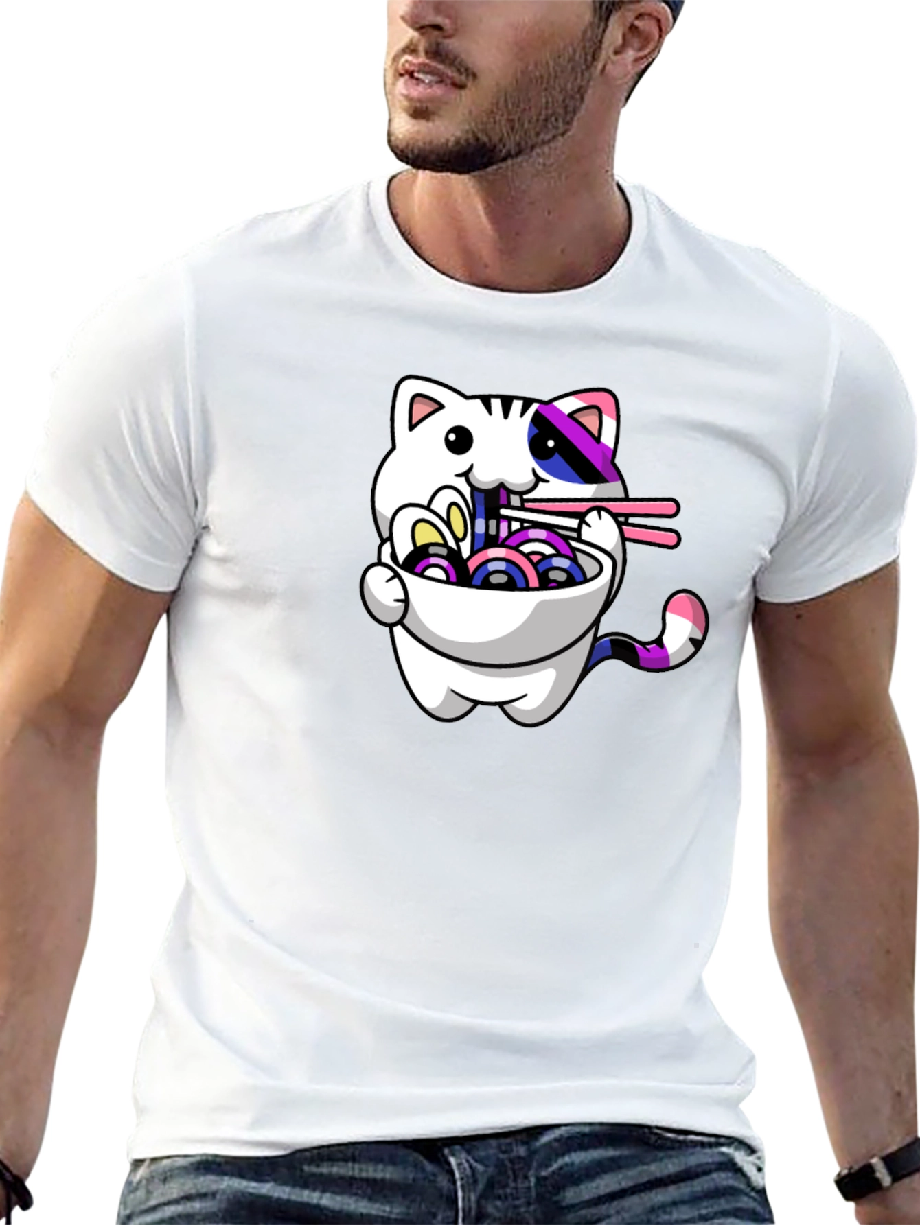 Ramen Cat Graphic Tee - Stylish Unisex T-Shirt