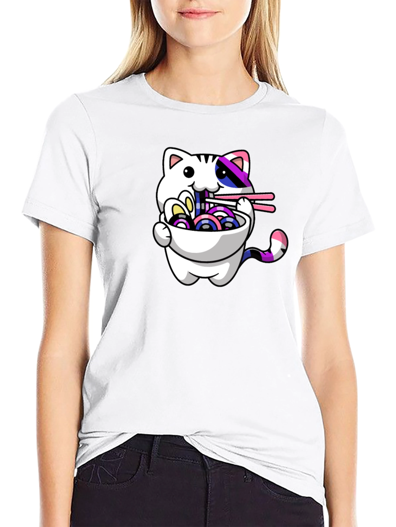 Ramen Cat Graphic Tee - Stylish Unisex T-Shirt
