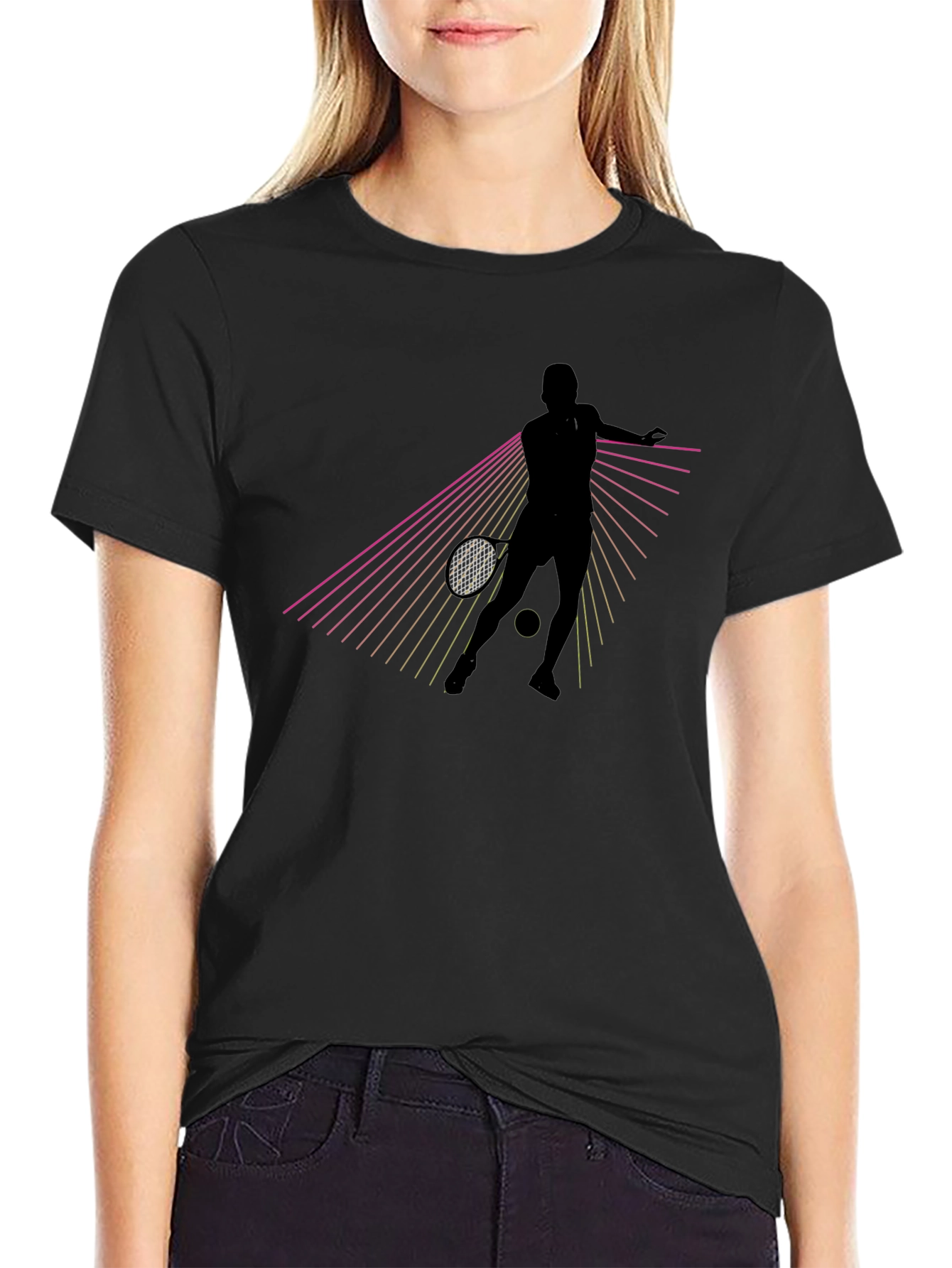Retro Tennis Player Graphic T-Shirt