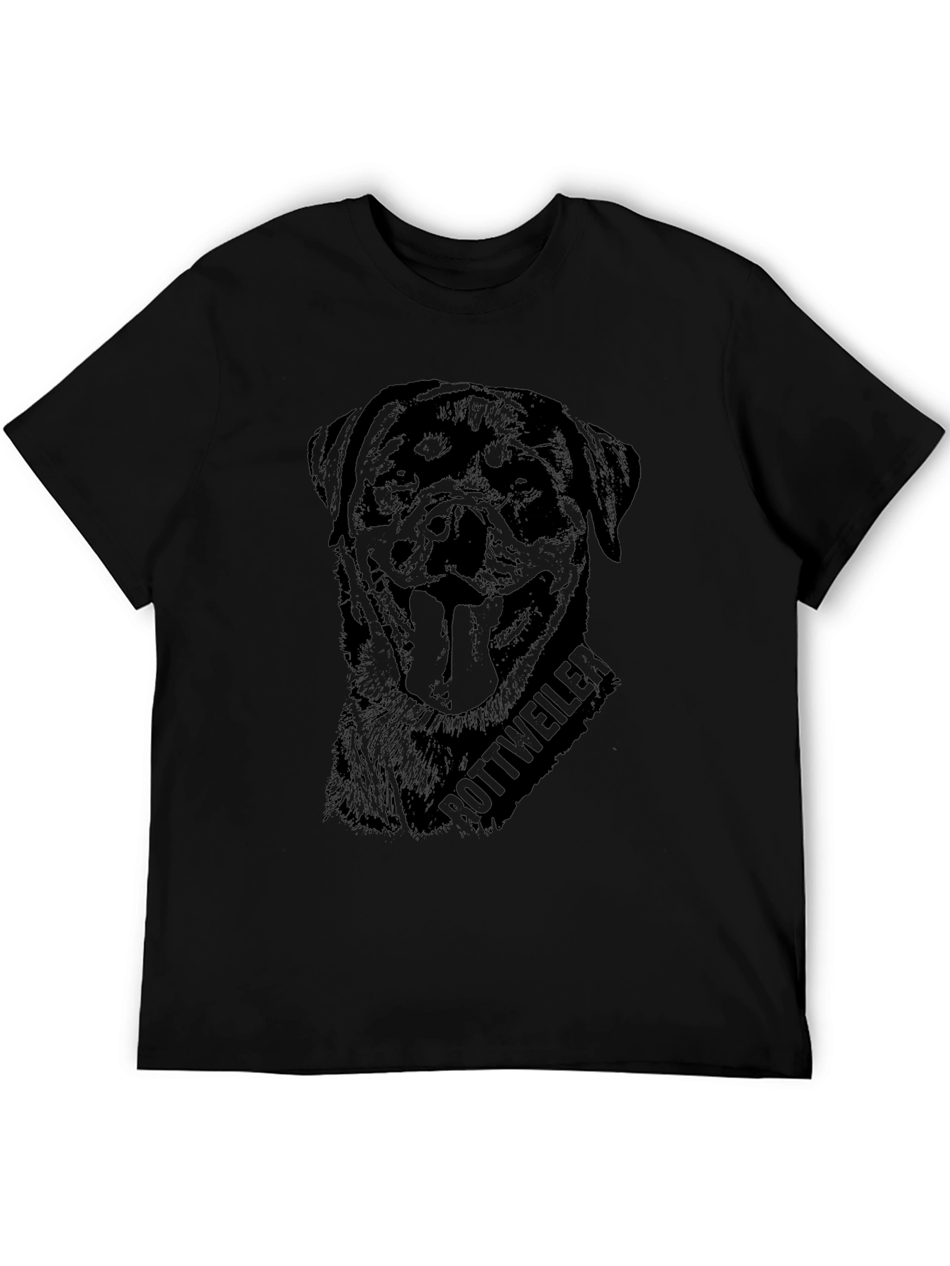 Rottweiler Dog Graphic Print Black T-Shirt