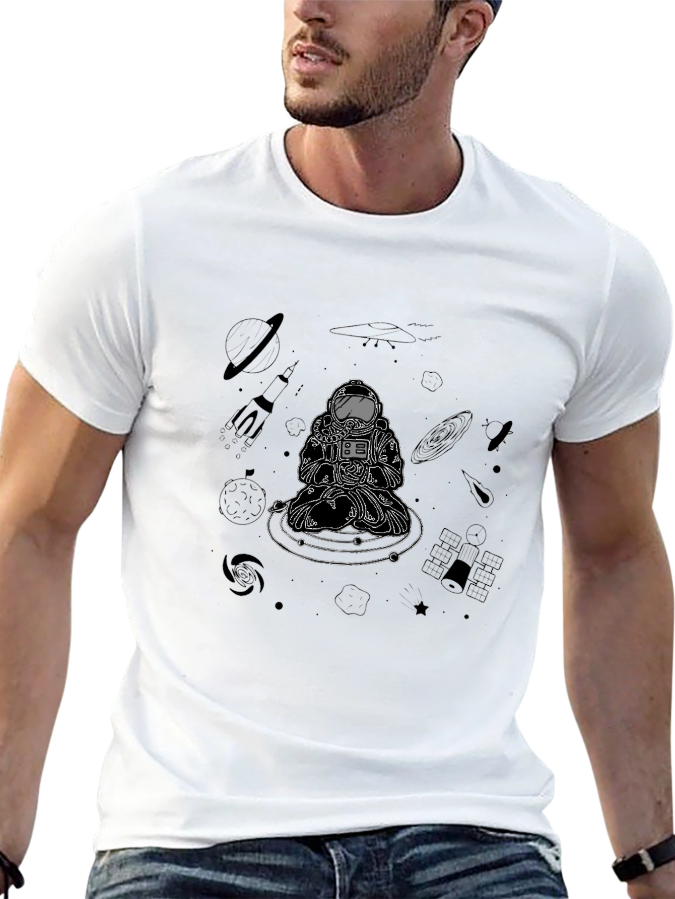 Astronaut Meditation Graphic Tee