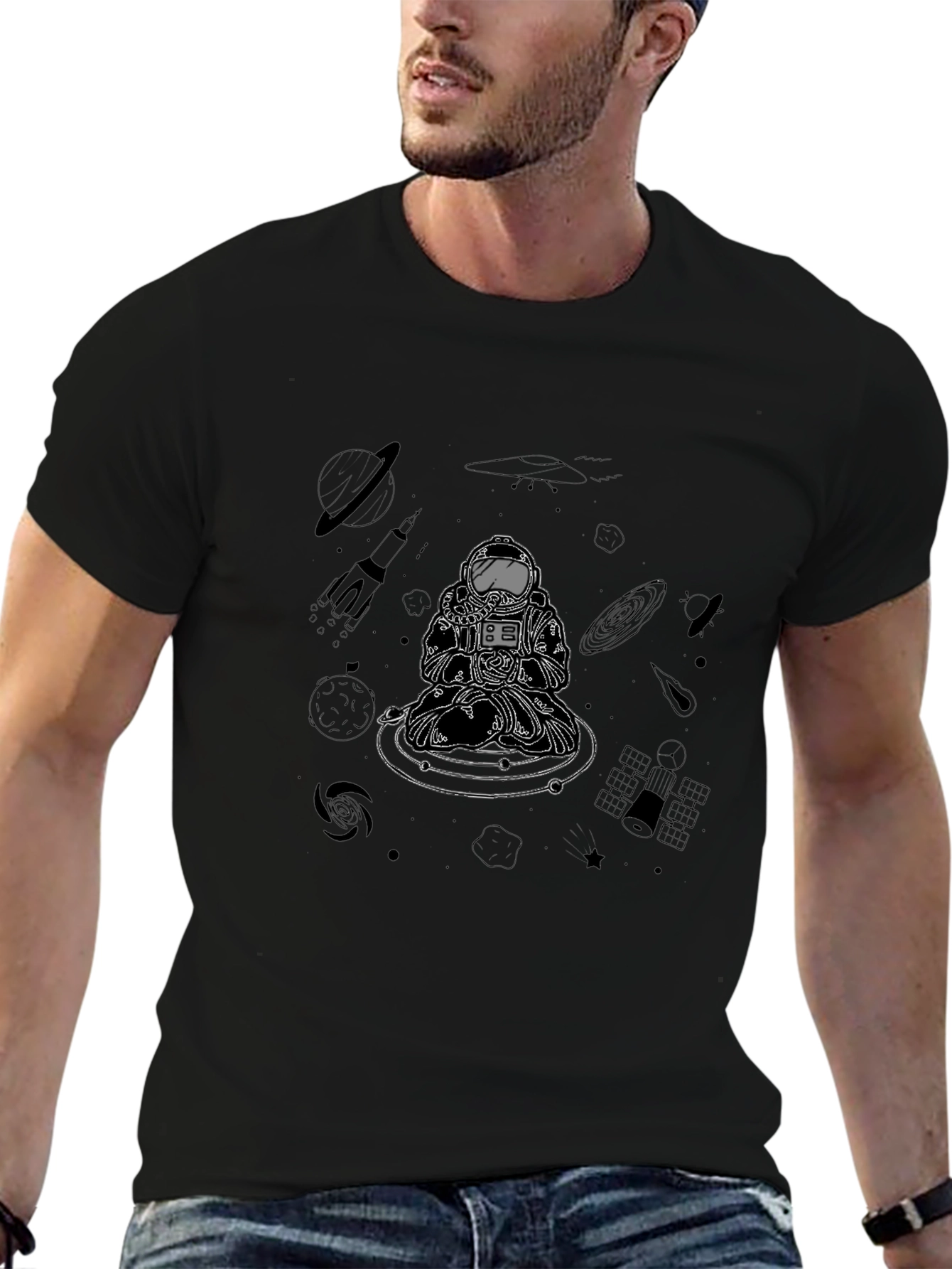 Astronaut Meditation Graphic Tee