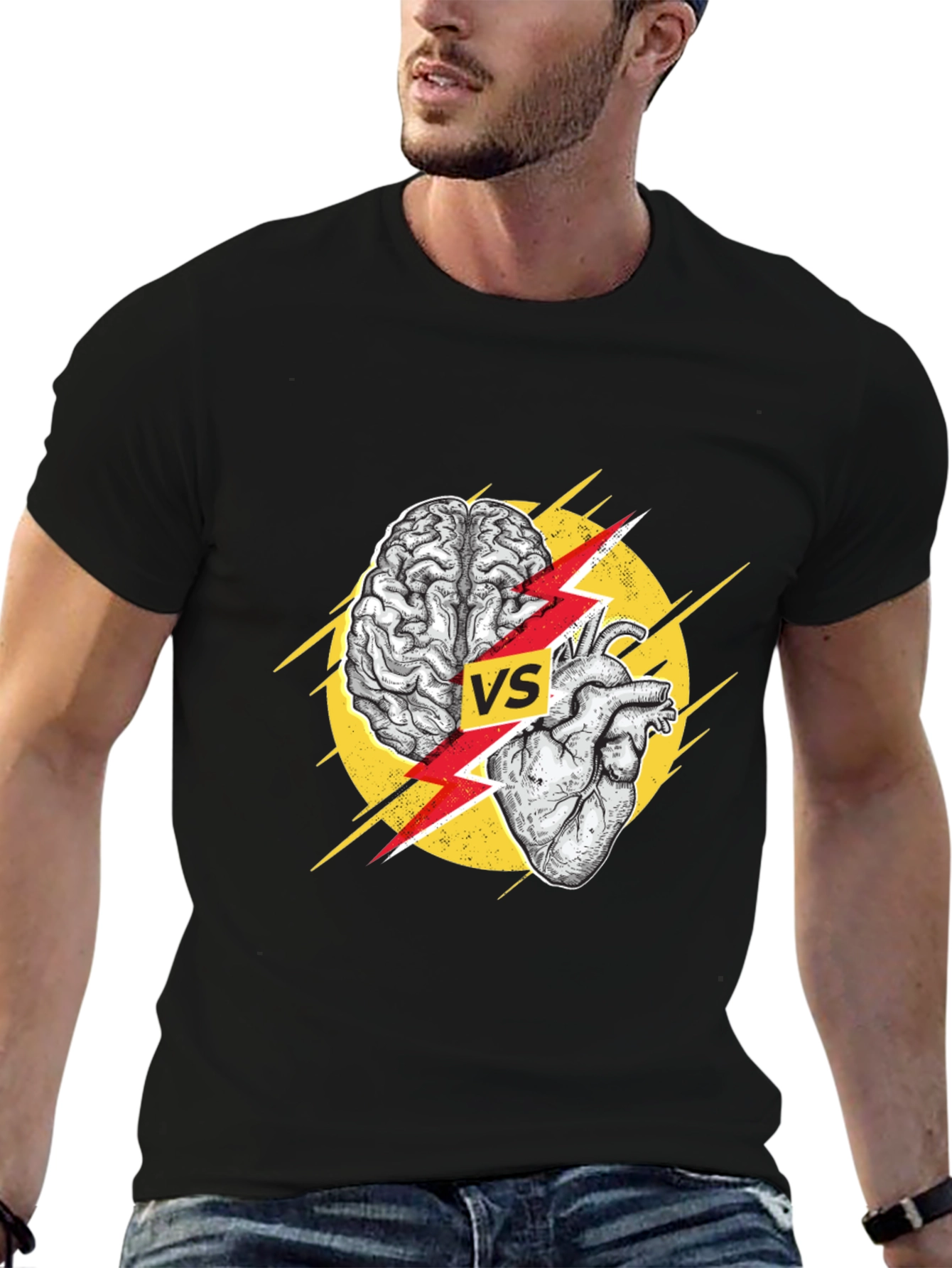 Brain Vs. Heart T-Shirt - Thoughtful Design