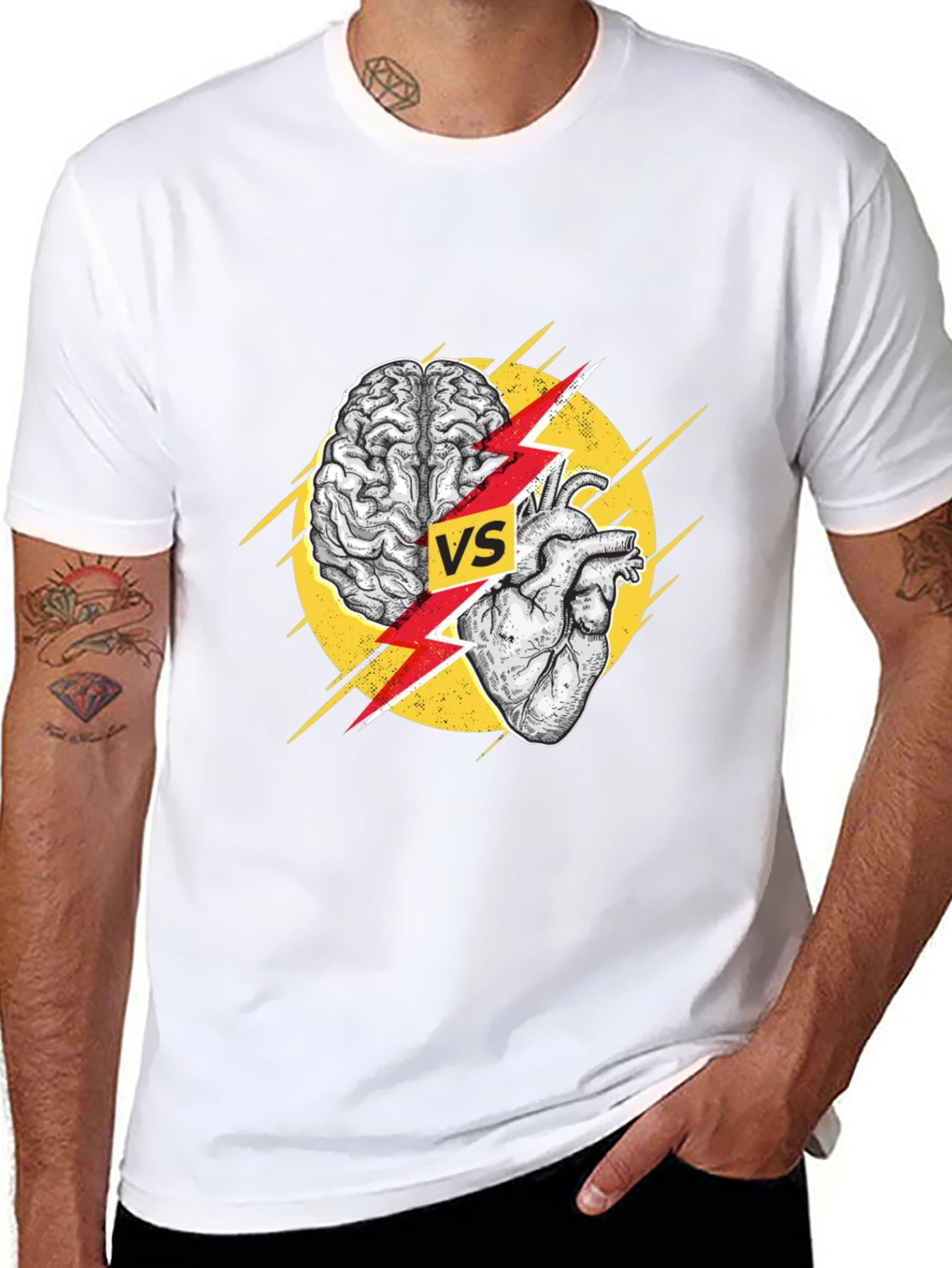 Brain Vs. Heart T-Shirt - Thoughtful Design
