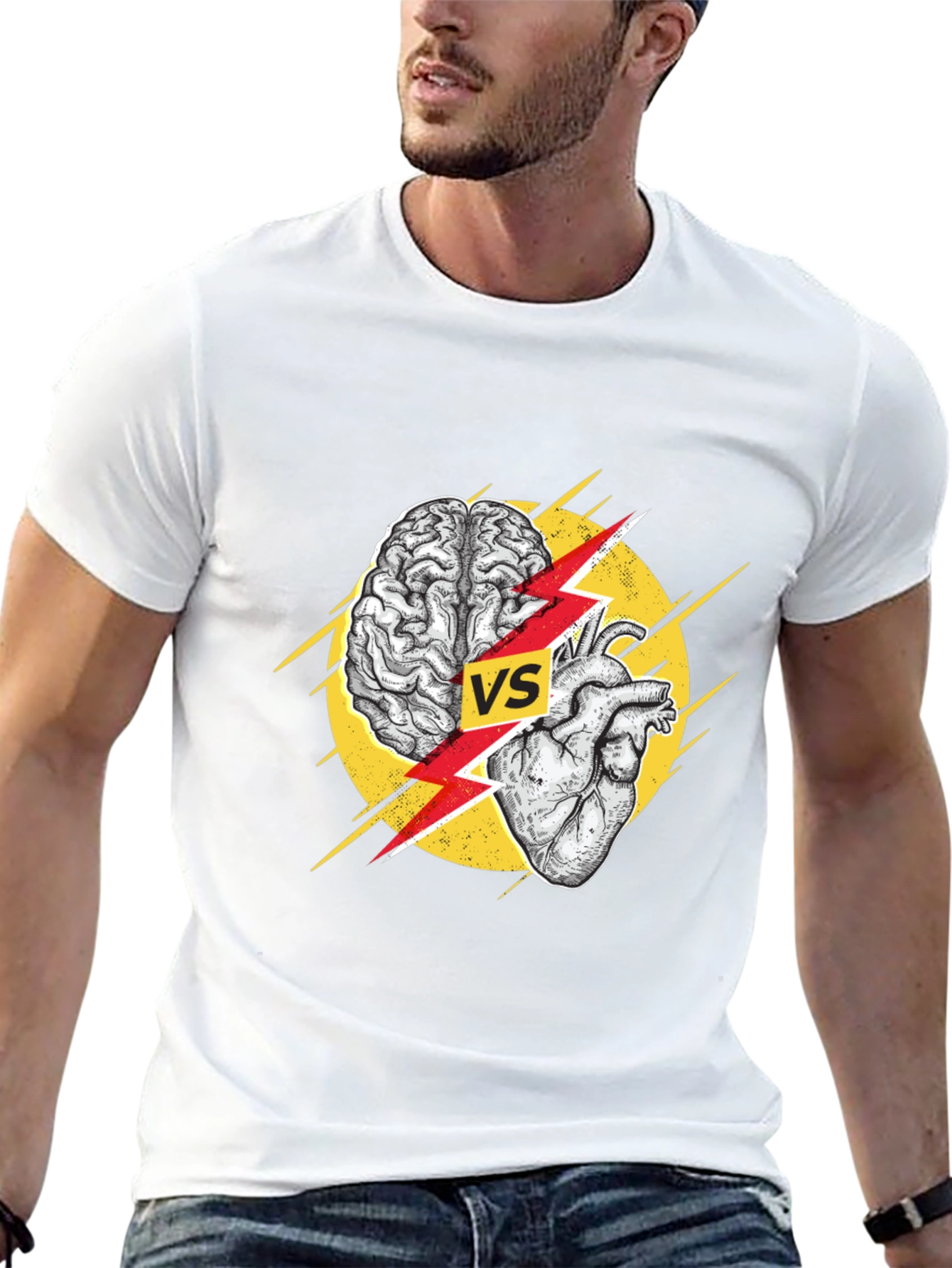 Brain Vs. Heart T-Shirt - Thoughtful Design