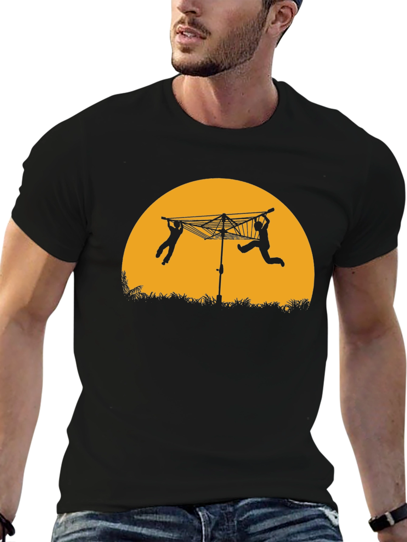 Silhouette Clothesline T-Shirt - Black Cotton Tee